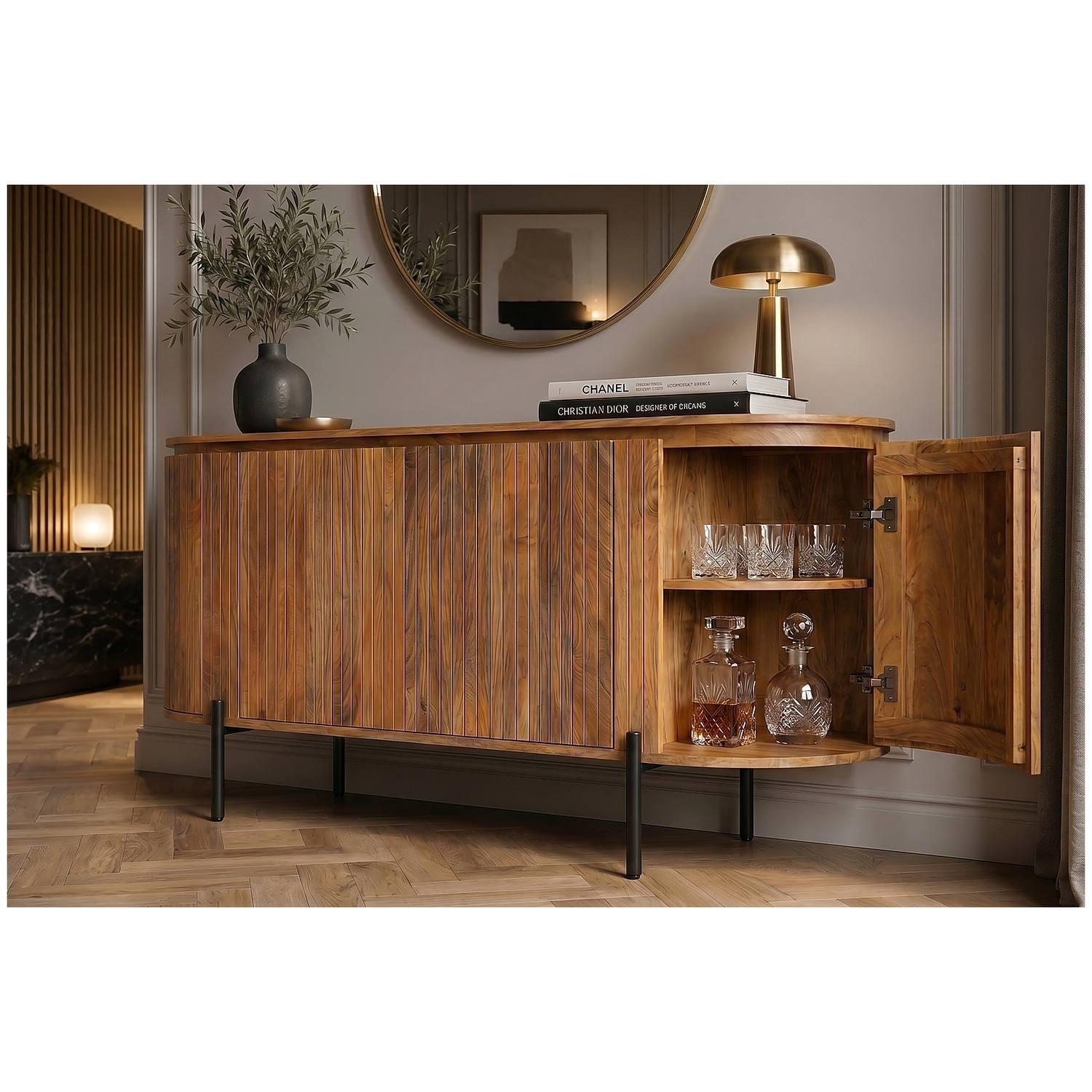 Sideboard abgerundet Cazeno Mangoholz natur 160
