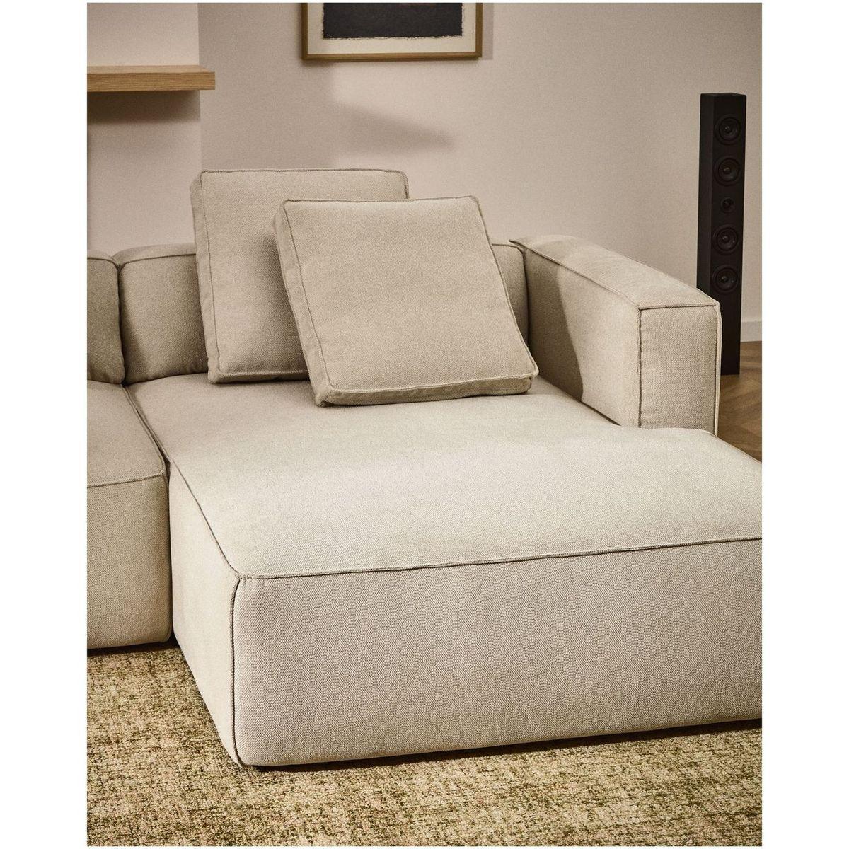 3-Sitzer Ecksofa Bettsofa Marela mit Chaiselongue rechts in beiger Chenille 276 cm FSC Mix Credit