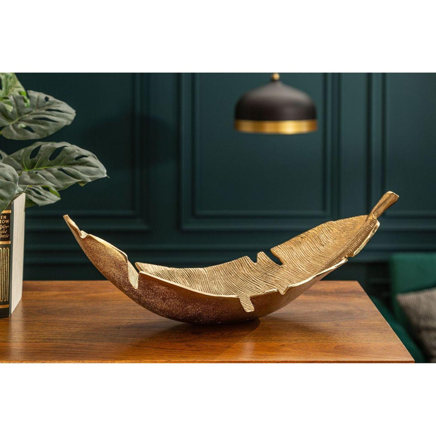 Deko Schale Leaf Blatt Design Metall gold 62x20