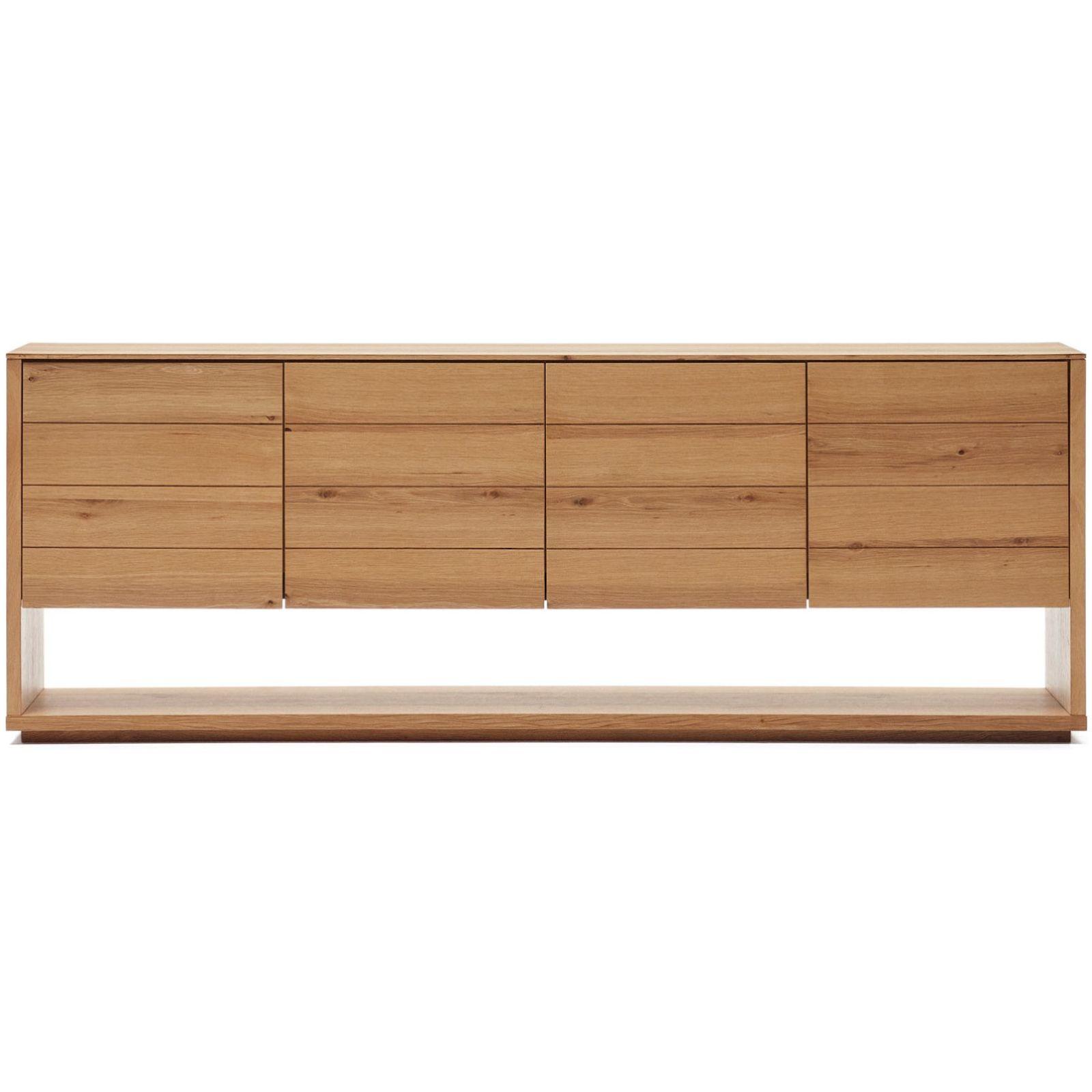 Alguema Sideboard 4 Türen mit Eichenfurnier und natürlichem Finish 200 x 74 cm