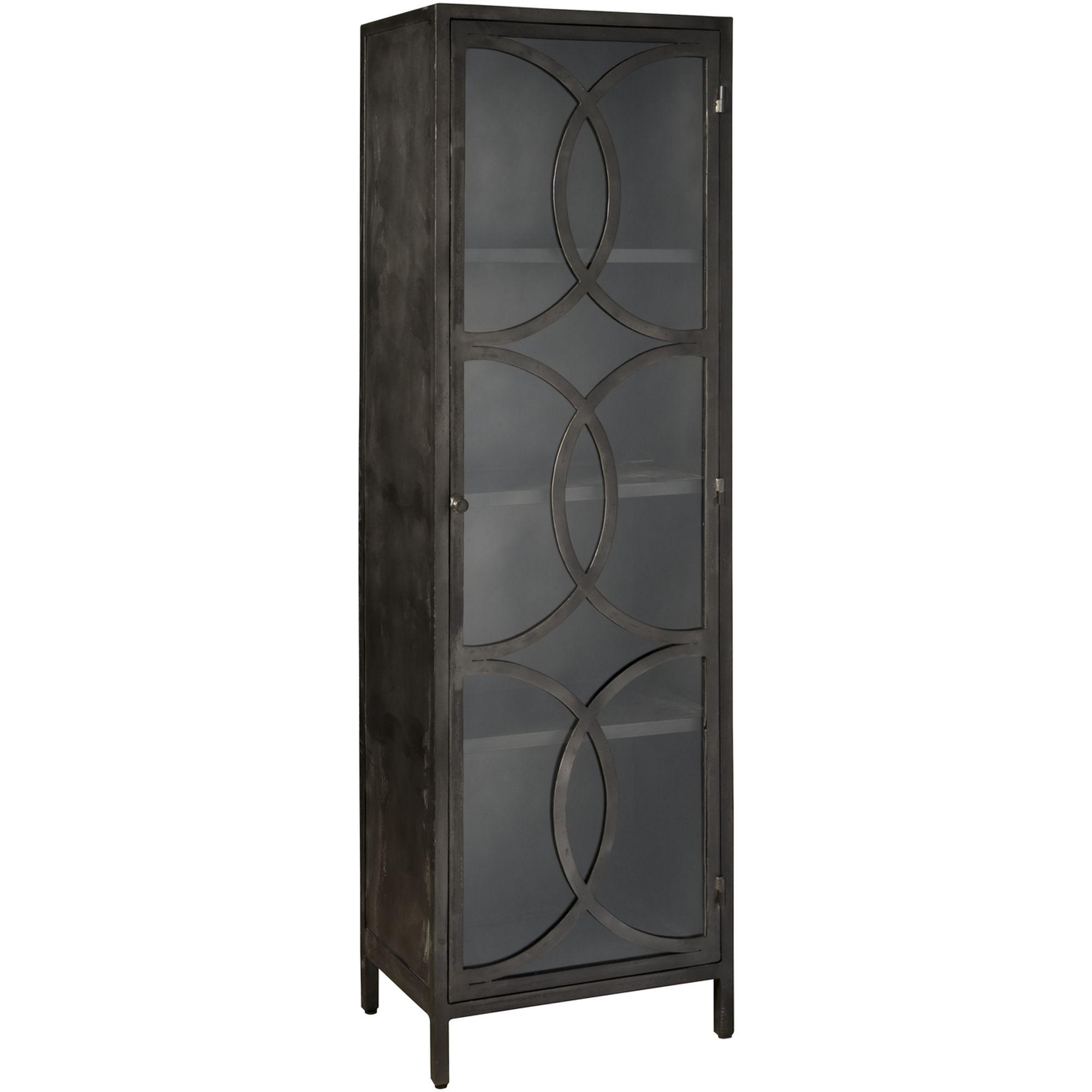 Standvitrine Gunmetal anthrazit Metall 55x185