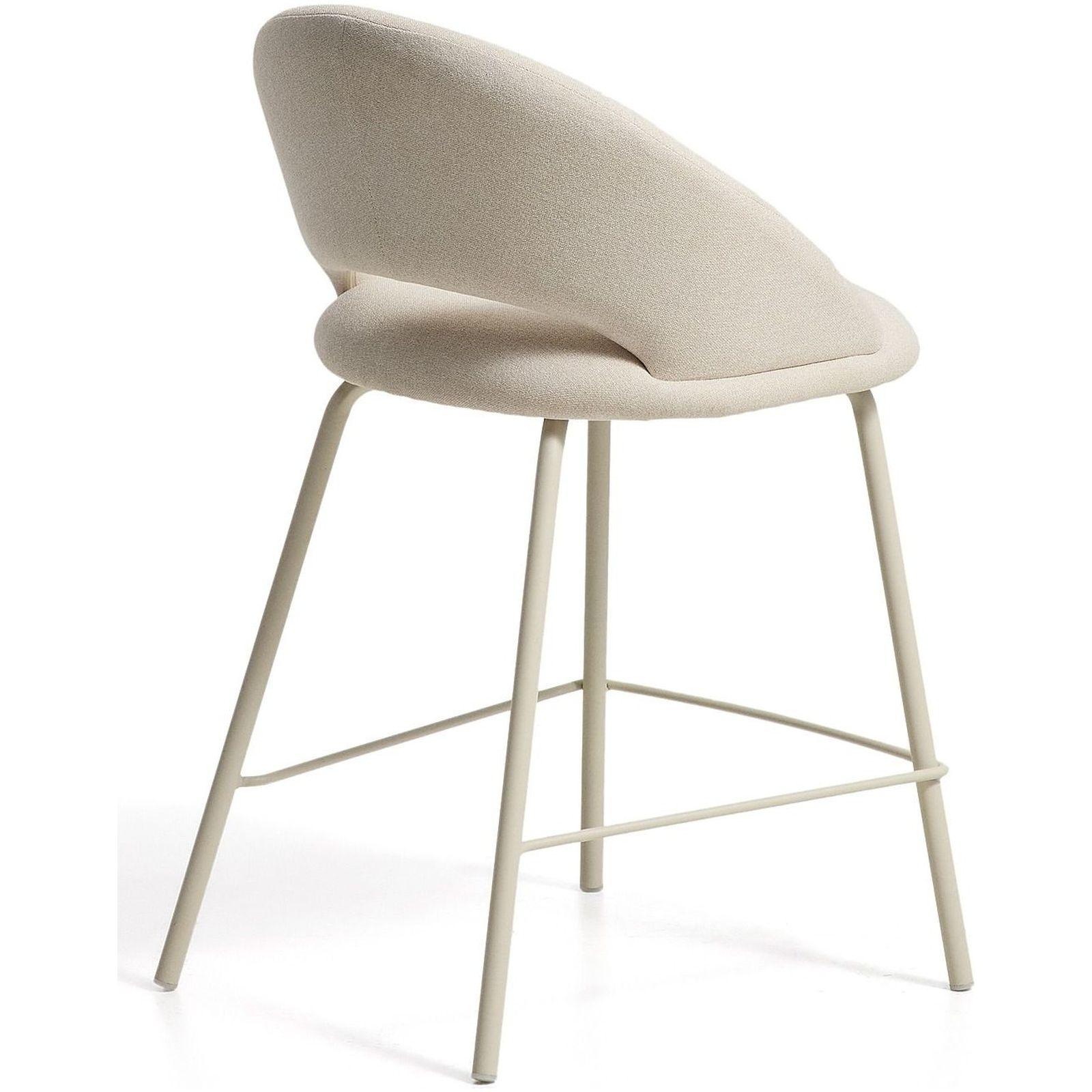 Barhocker Bonali mit beiger Chenille und beigen Metallbeinen FSC Mix Credit 65 cm