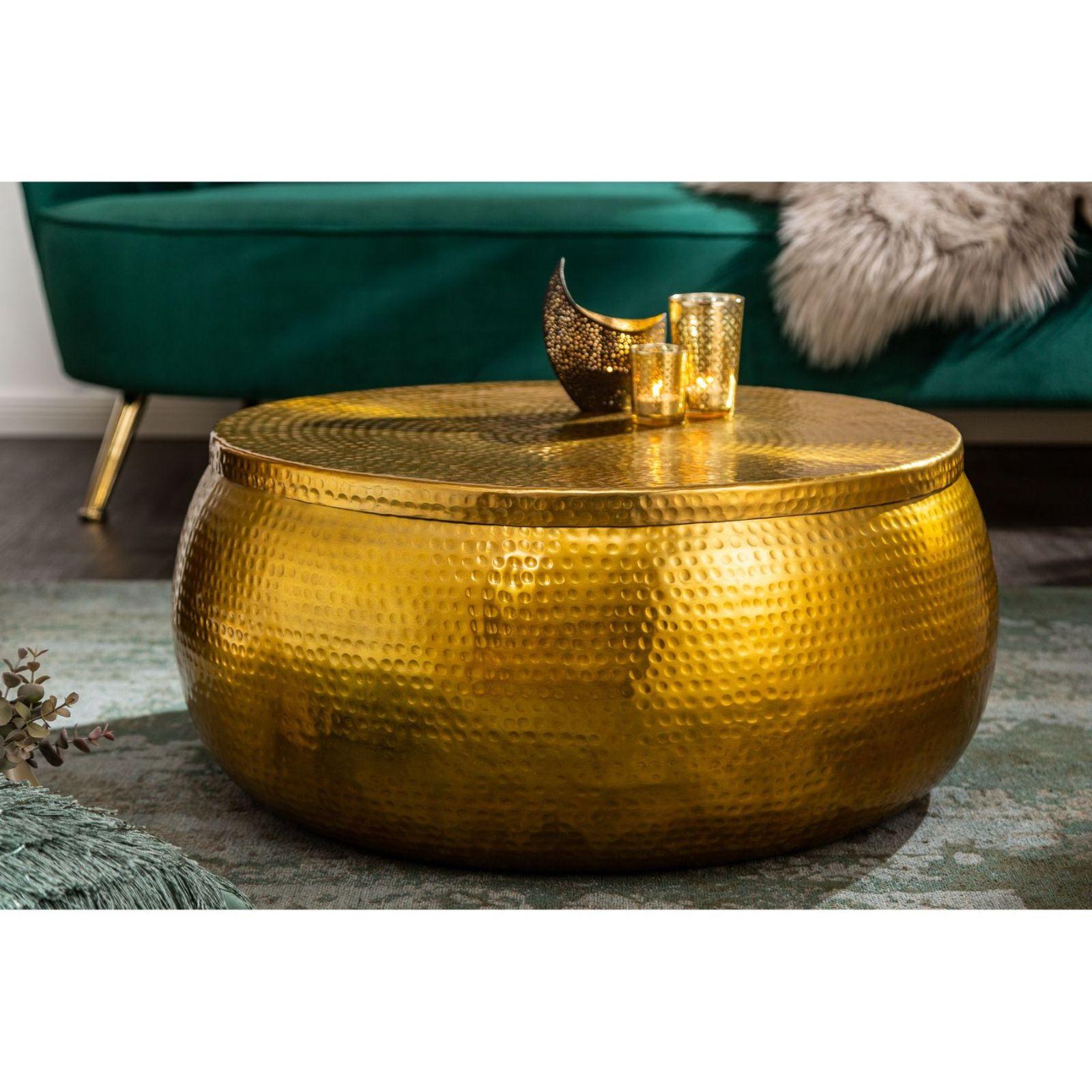 Couchtisch rund Bazzar Storage 70x70 Aluminium gold