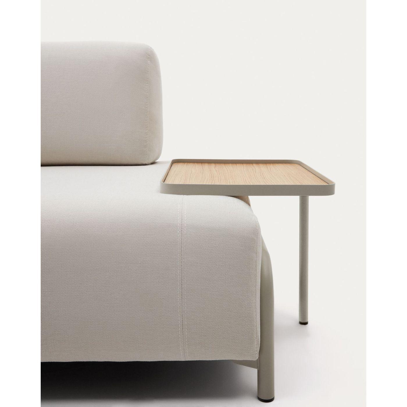 Compo großes Tablett in Eichenfurnier mit natürlichem Finish und Metallgestell beige.