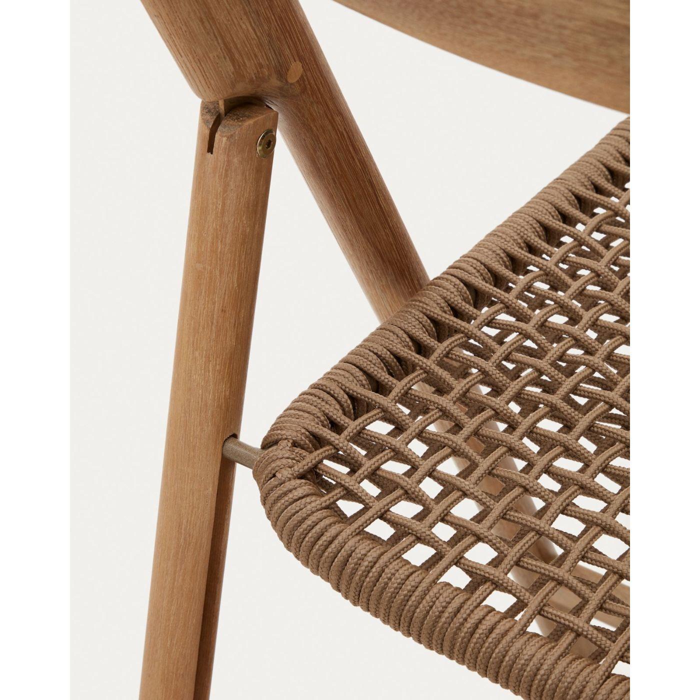 Garten Klappstuhl Dandara massives Akazienholz Seil beige 100% FSC