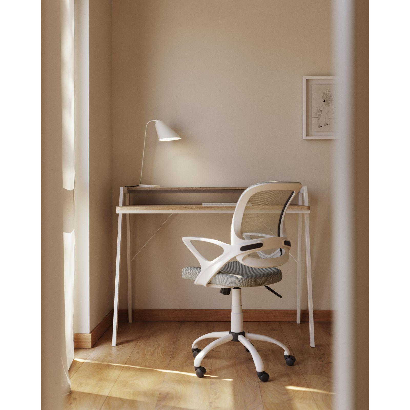 Schreibtisch Aarhus Melamin natur Gestell Stahl weiss 115x60