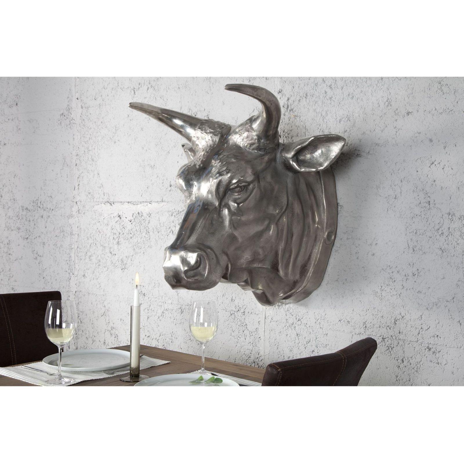 Wanddekoration Bull Schädel 65cm silber