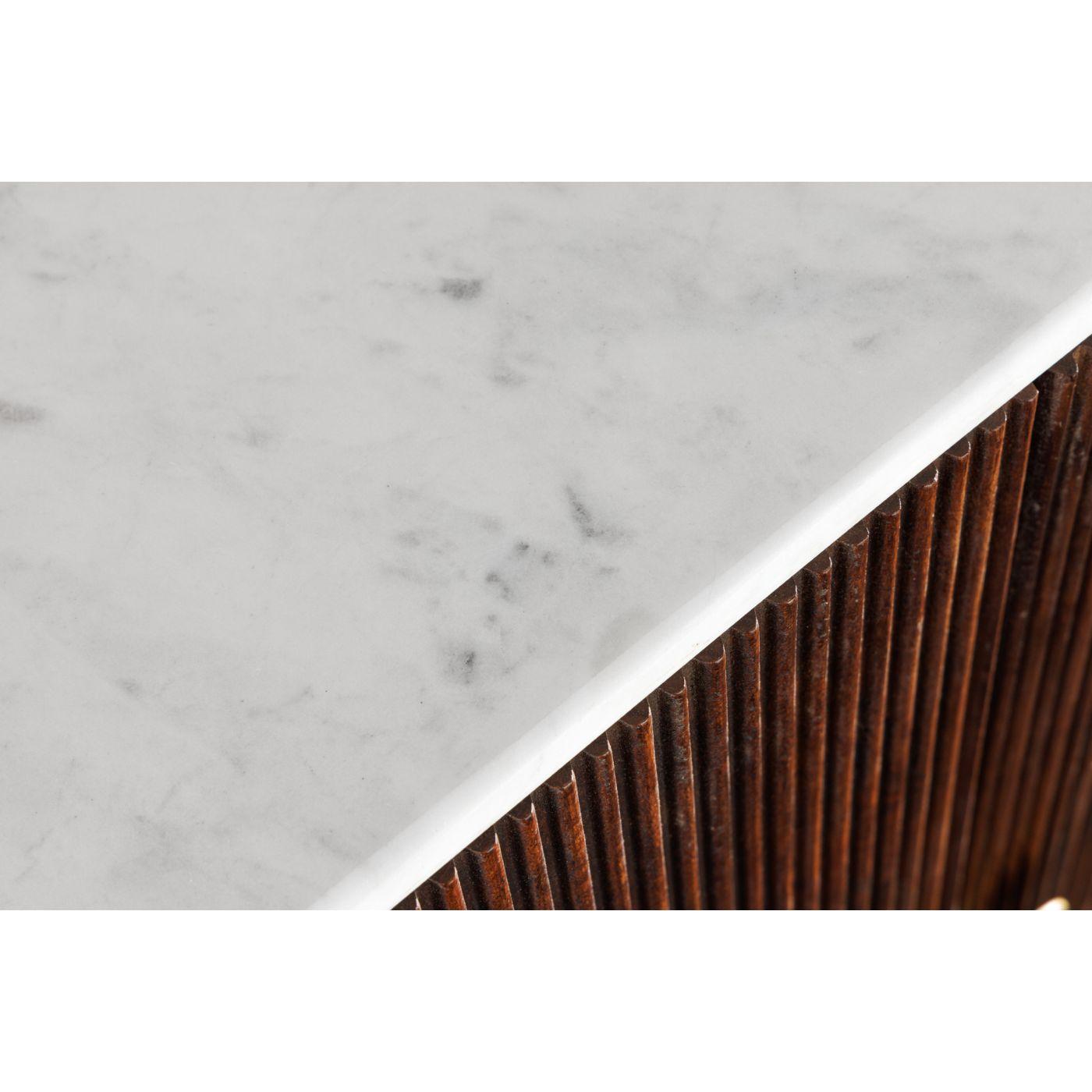 Sideboard abgerundet Cazeno Gold Marmor weiss Mangoholz braun 180