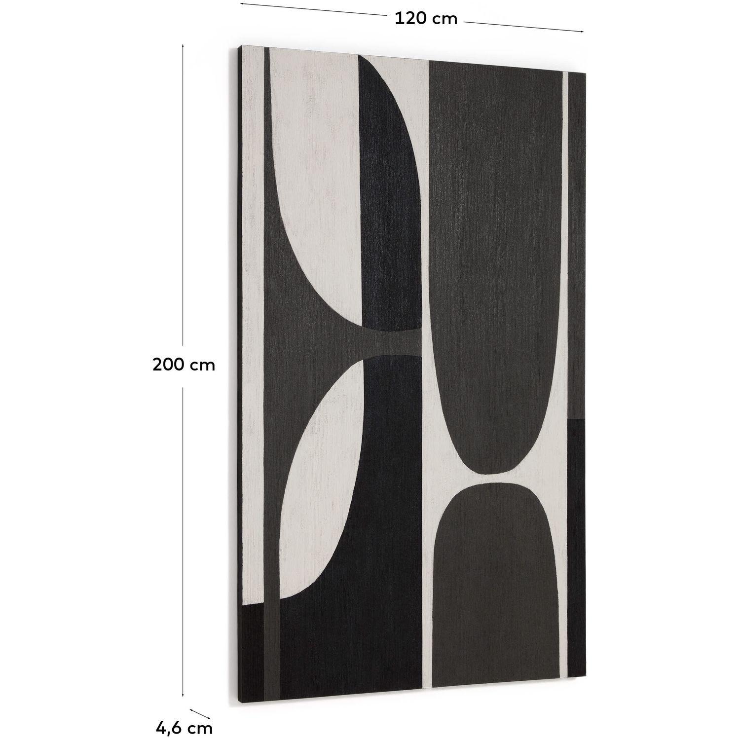 Abstraktes Bild Onure in Schwarz und Weiss 120x200