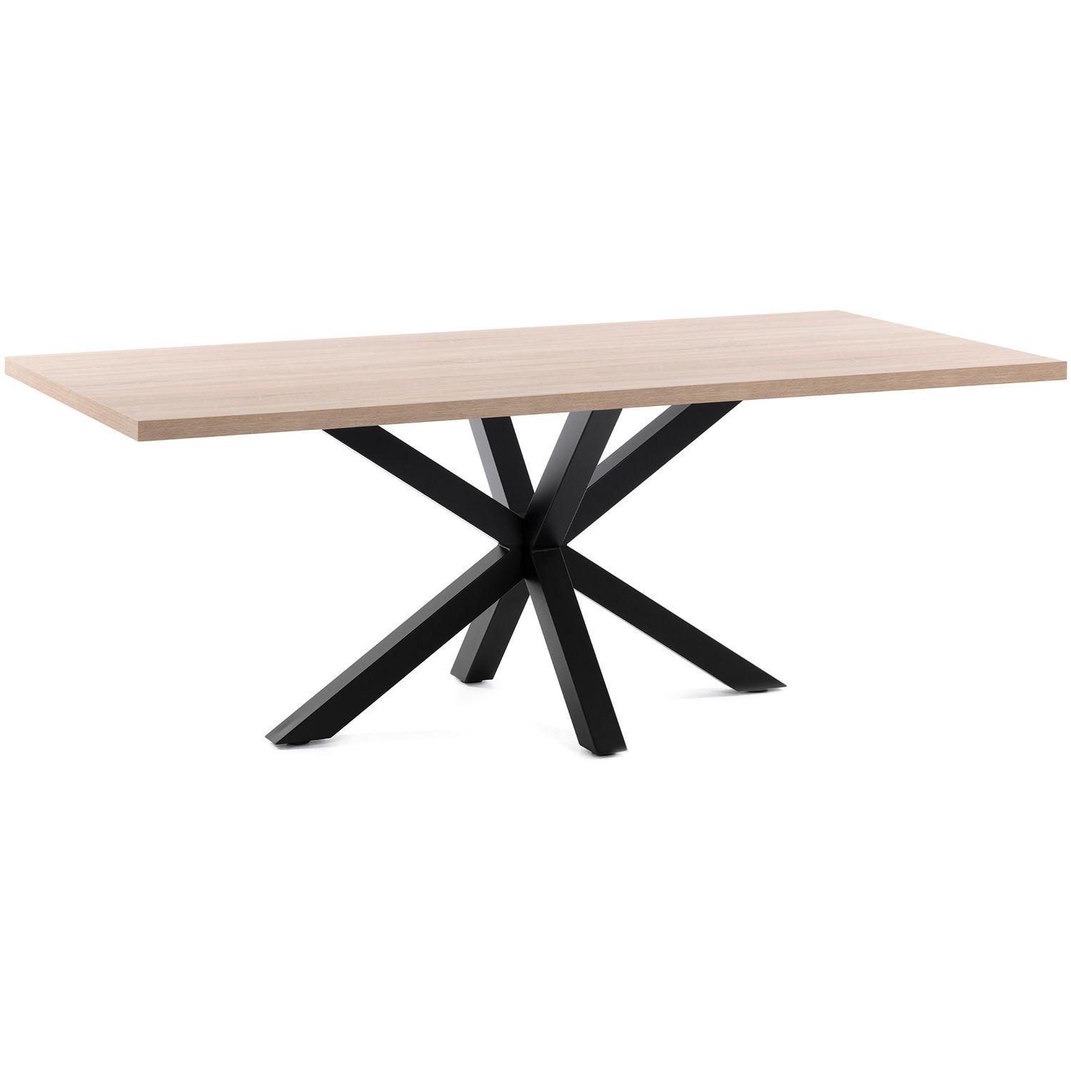 Argo Tisch 200 x 100 cm aus Melamin natur und schwarzen Stahlbeine