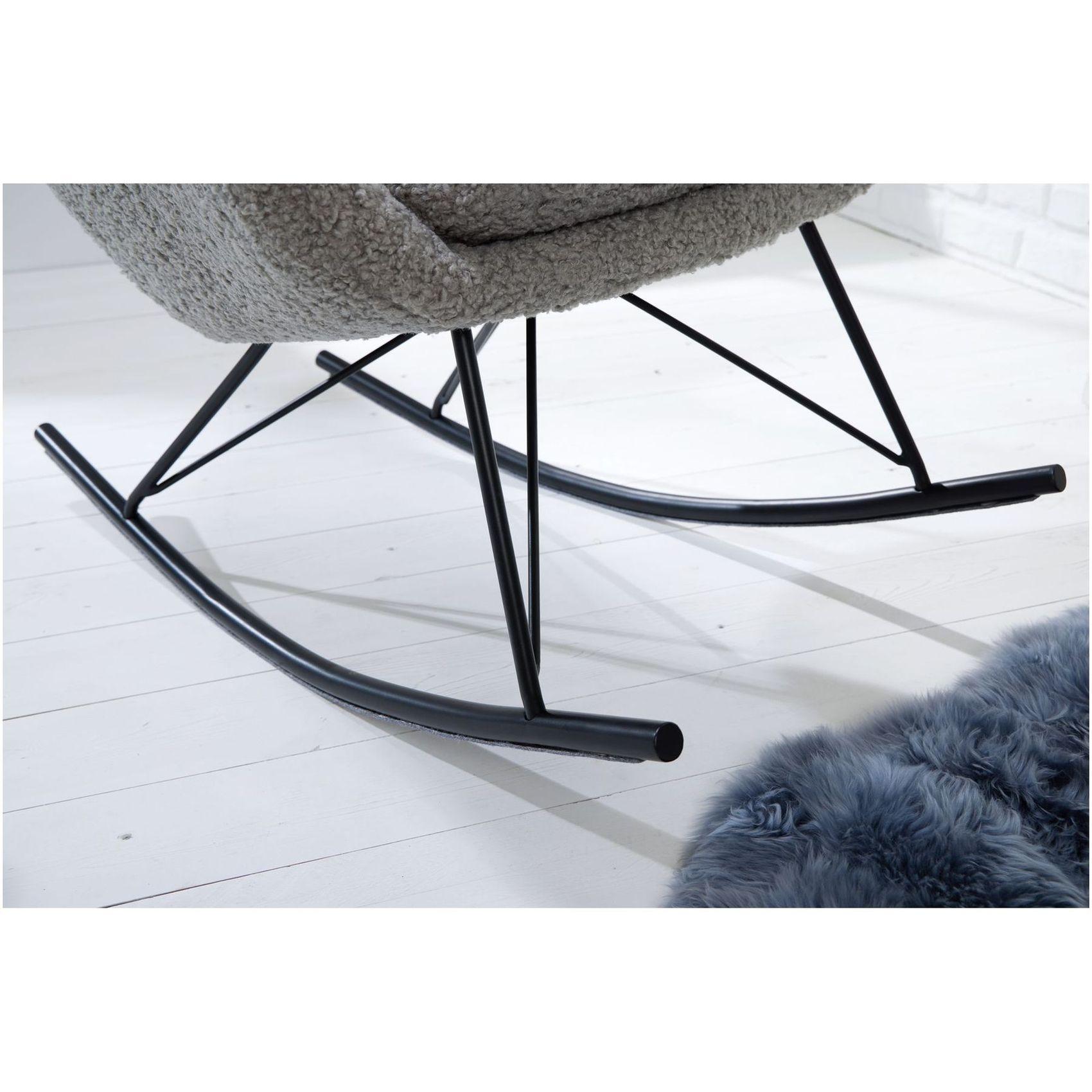 Schaukelstuhl Schaukelsessel Norway Swing Bouclé Stoff grau