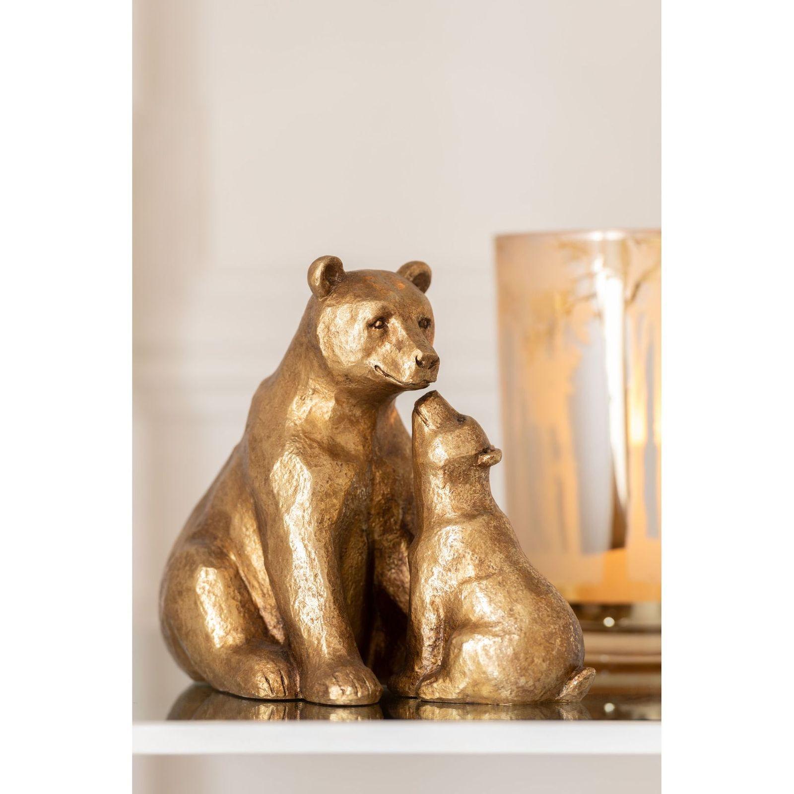 Bär mit Kind Sitzend Poly Gold