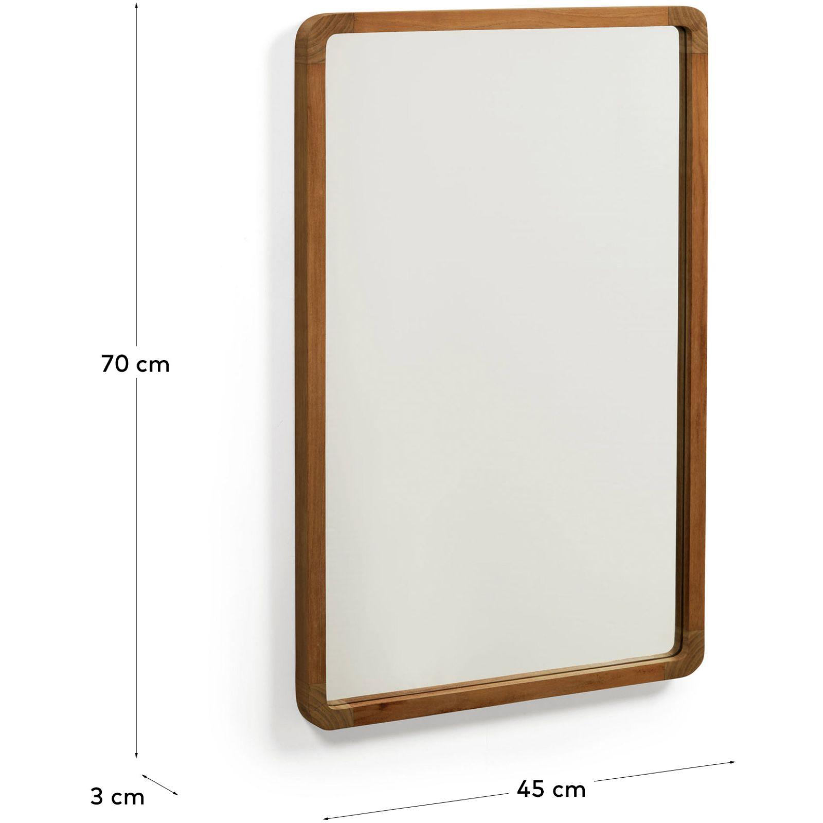 Shamel Spiegel aus massivem Teakholz mit Nussholzfinish 45 x 70 cm