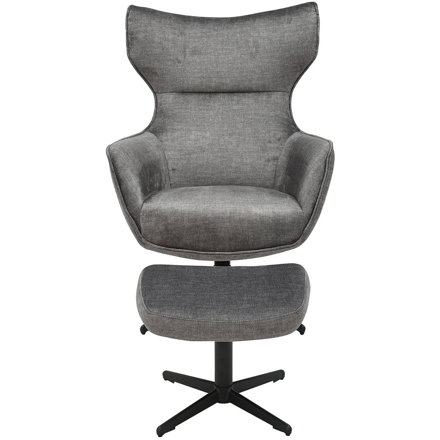 Relaxsessel drehbar Vana Samt Stoff grau Metall schwarz