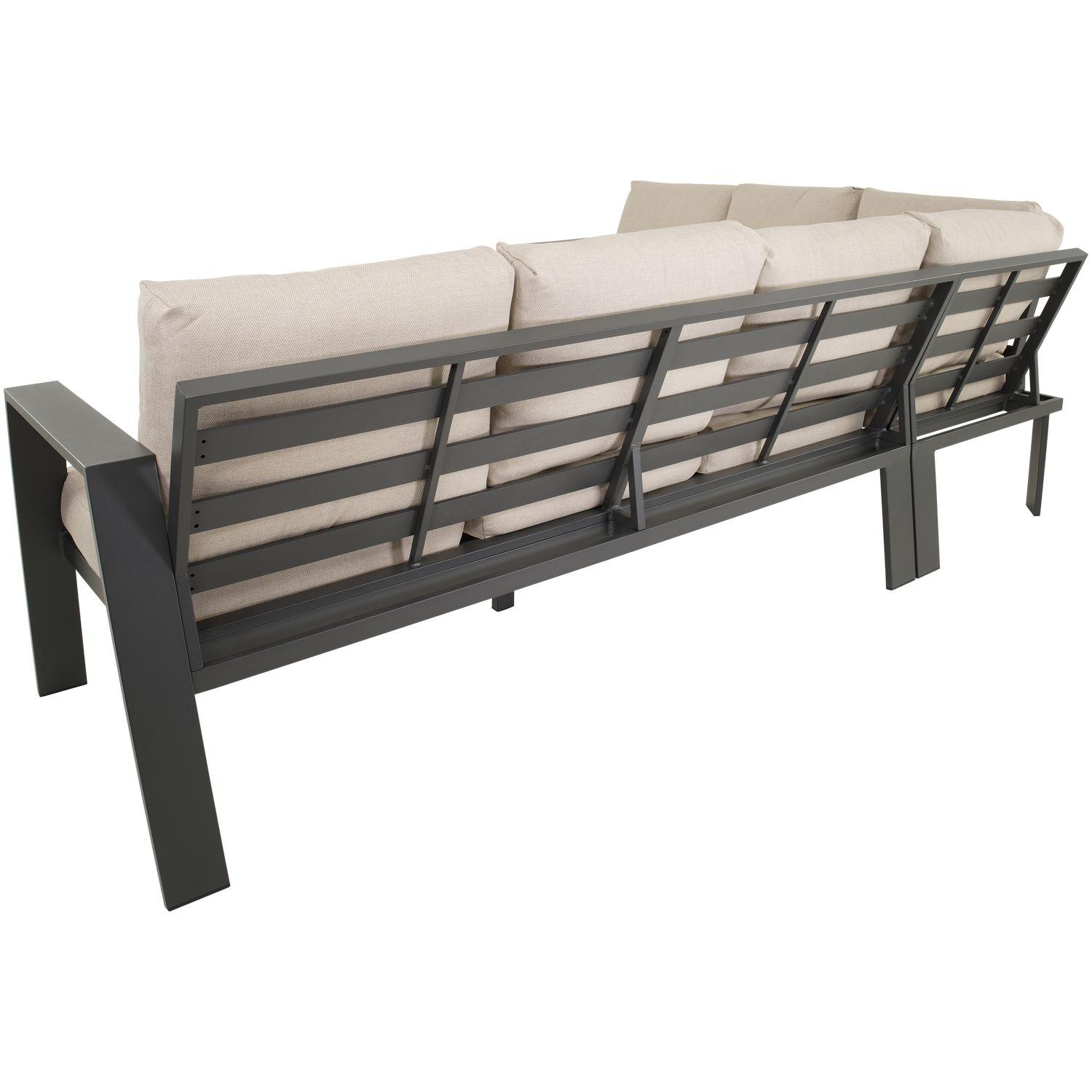 Garten Essgruppe Sofa Esther Aluminium anthrazit Stoff beige 276x213