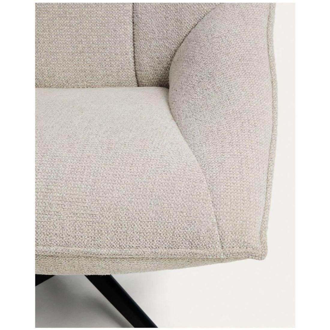 Drehsessel Dirala mit beiger Chenille und schwarz lackiertem Stahl FSC 100 %