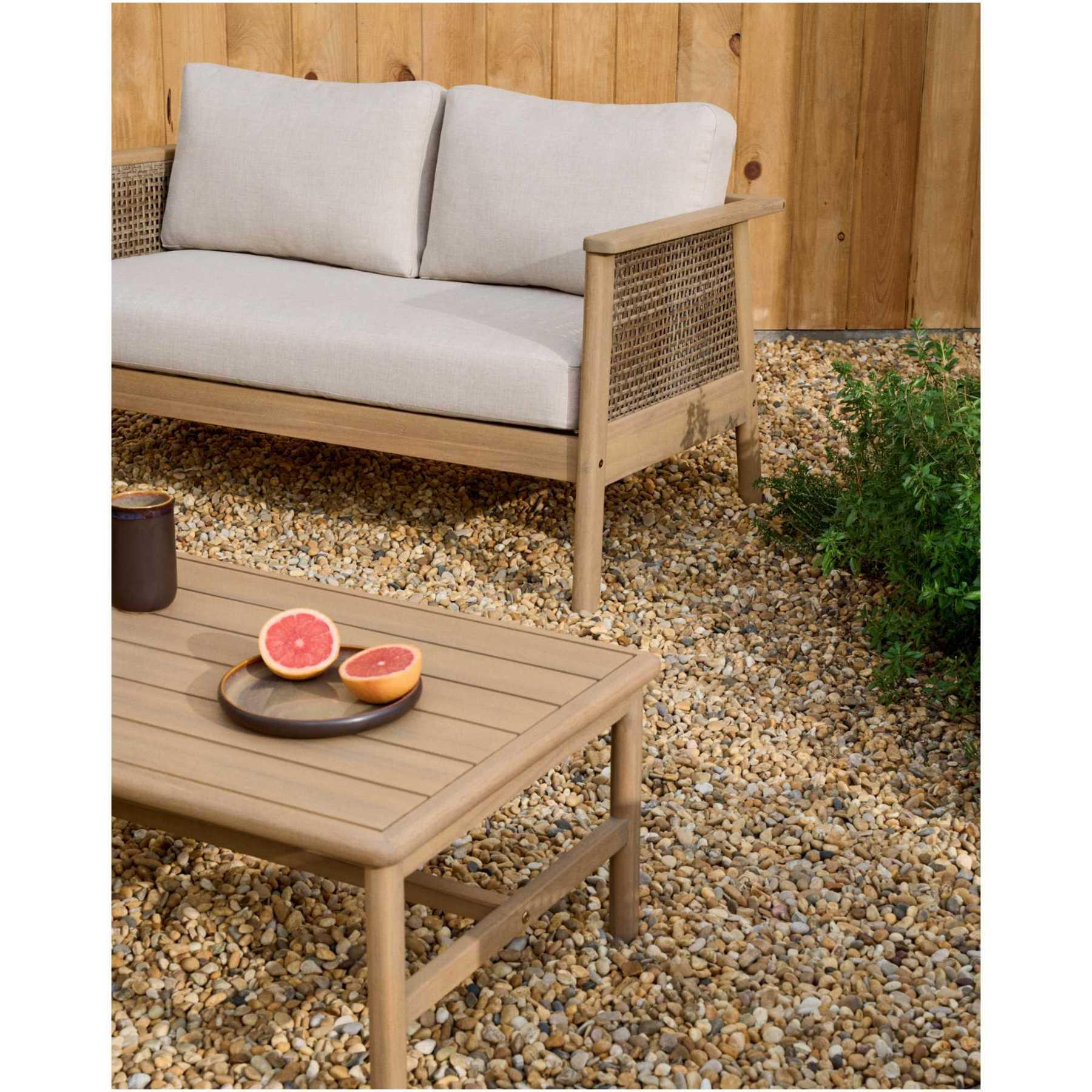 Garten Sitzgruppe Set Alabe Akazienholz 100% FSC Rattan (4-teilig)