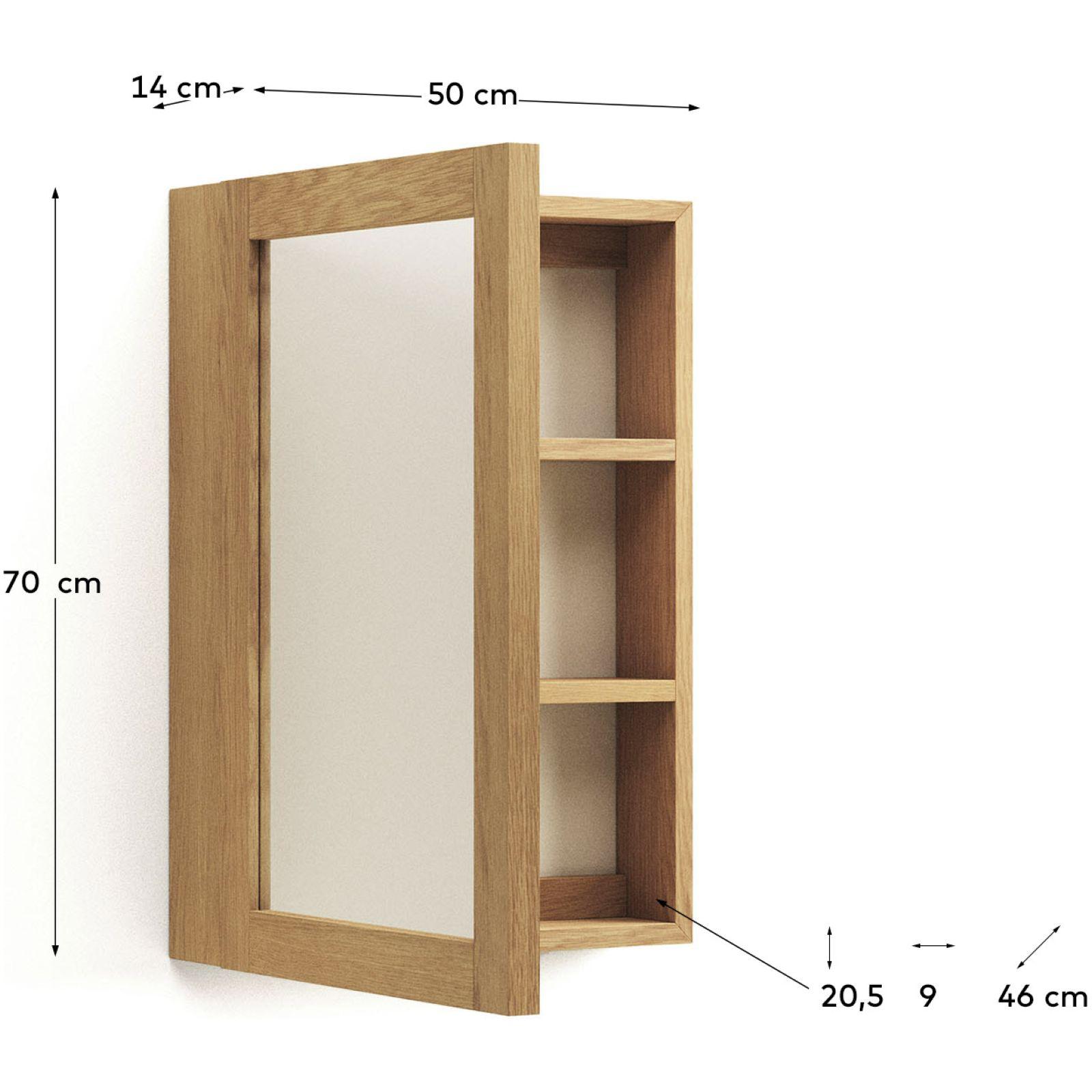 Badezimmerschrank mit Spiegel Plubia  aus massivem Teakholz 50x70