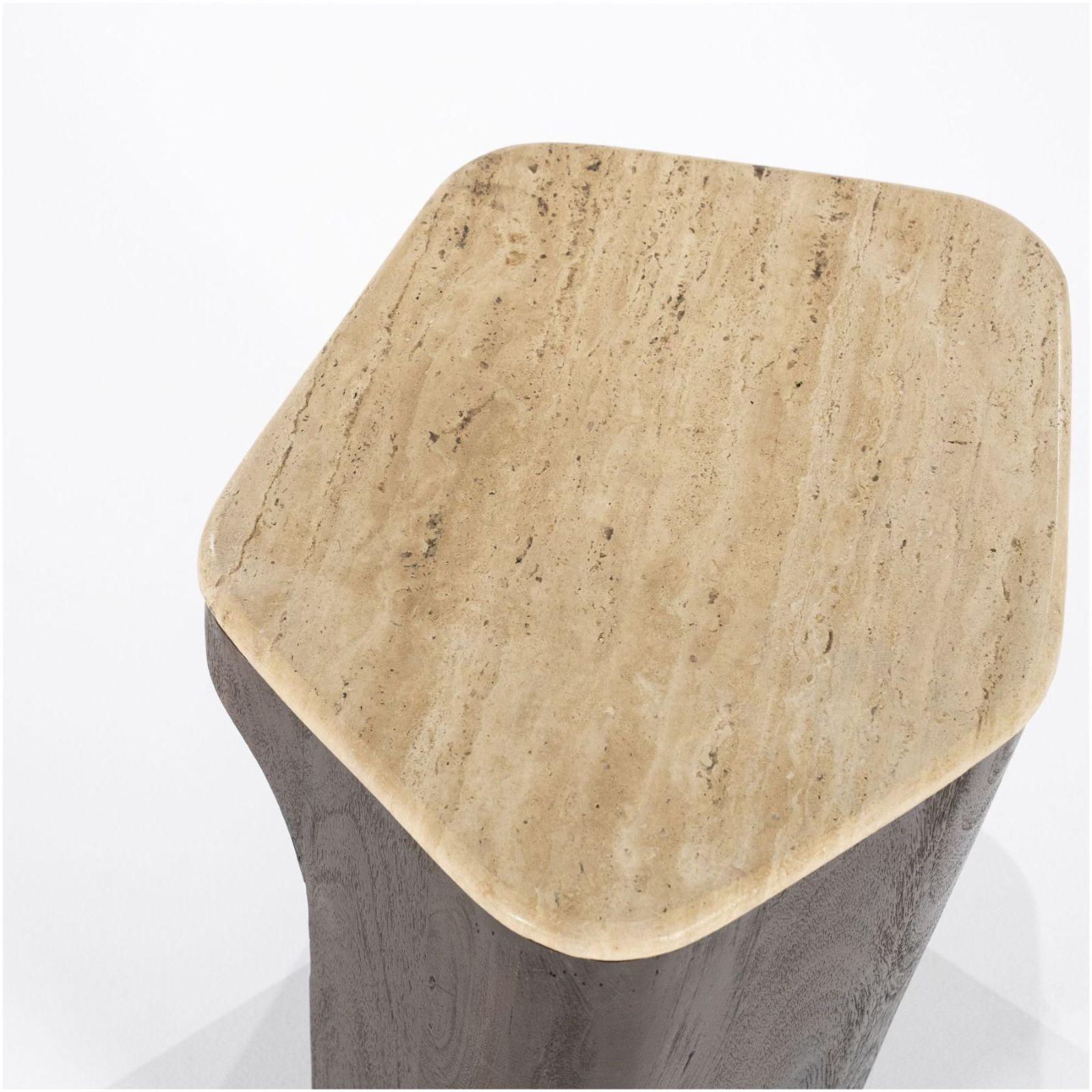 Beistelltisch Zona Mangoholz braun Travertin 50x40