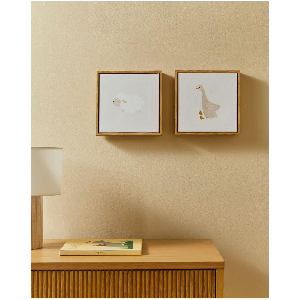 Bild Milu mit Schaf grau und weiss 20x20