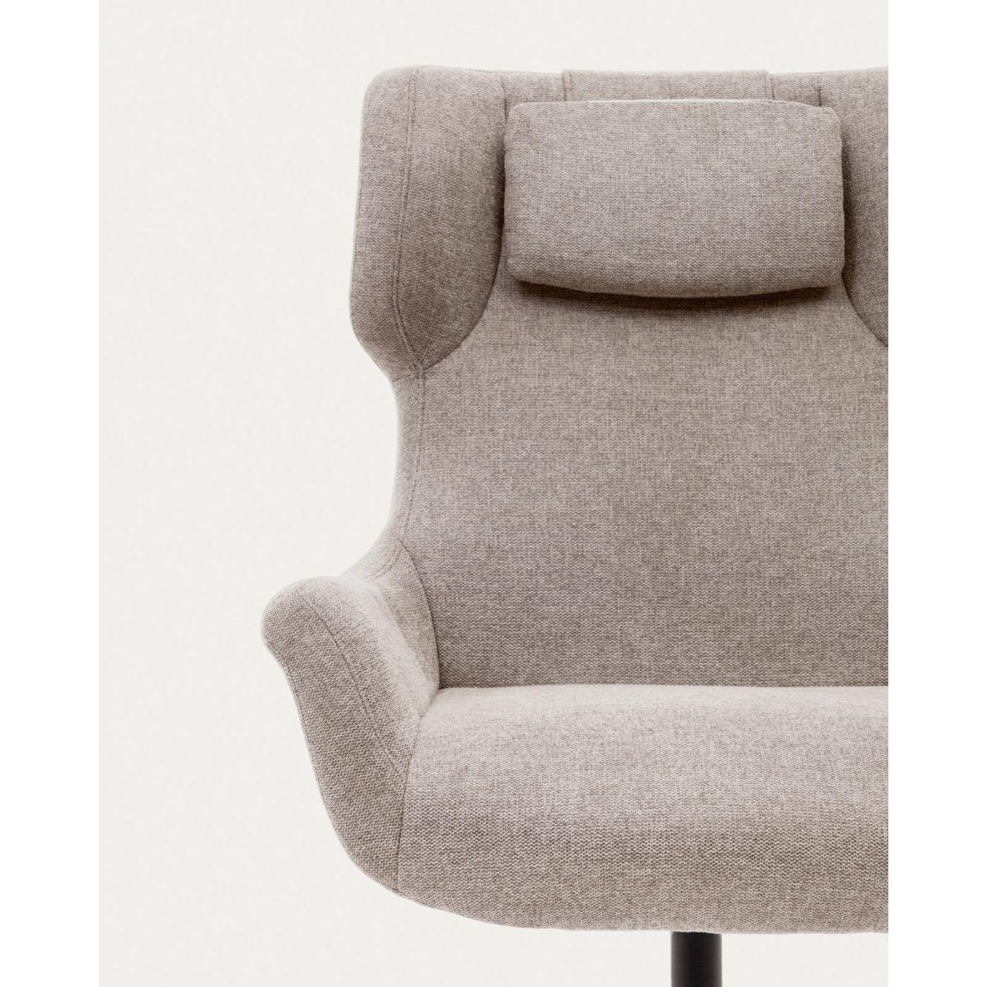Relaxsessel drehbar Zalina Chenille Stoff beige Stahl schwarz