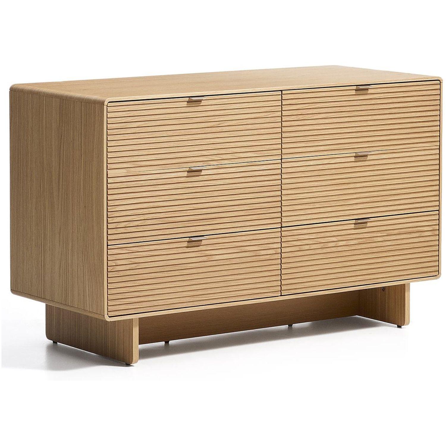 Kommode Norlen mit 6 Schubladen in Eichenfurnier mit naturfarbenem Finish FSC Mix Credit 120x75