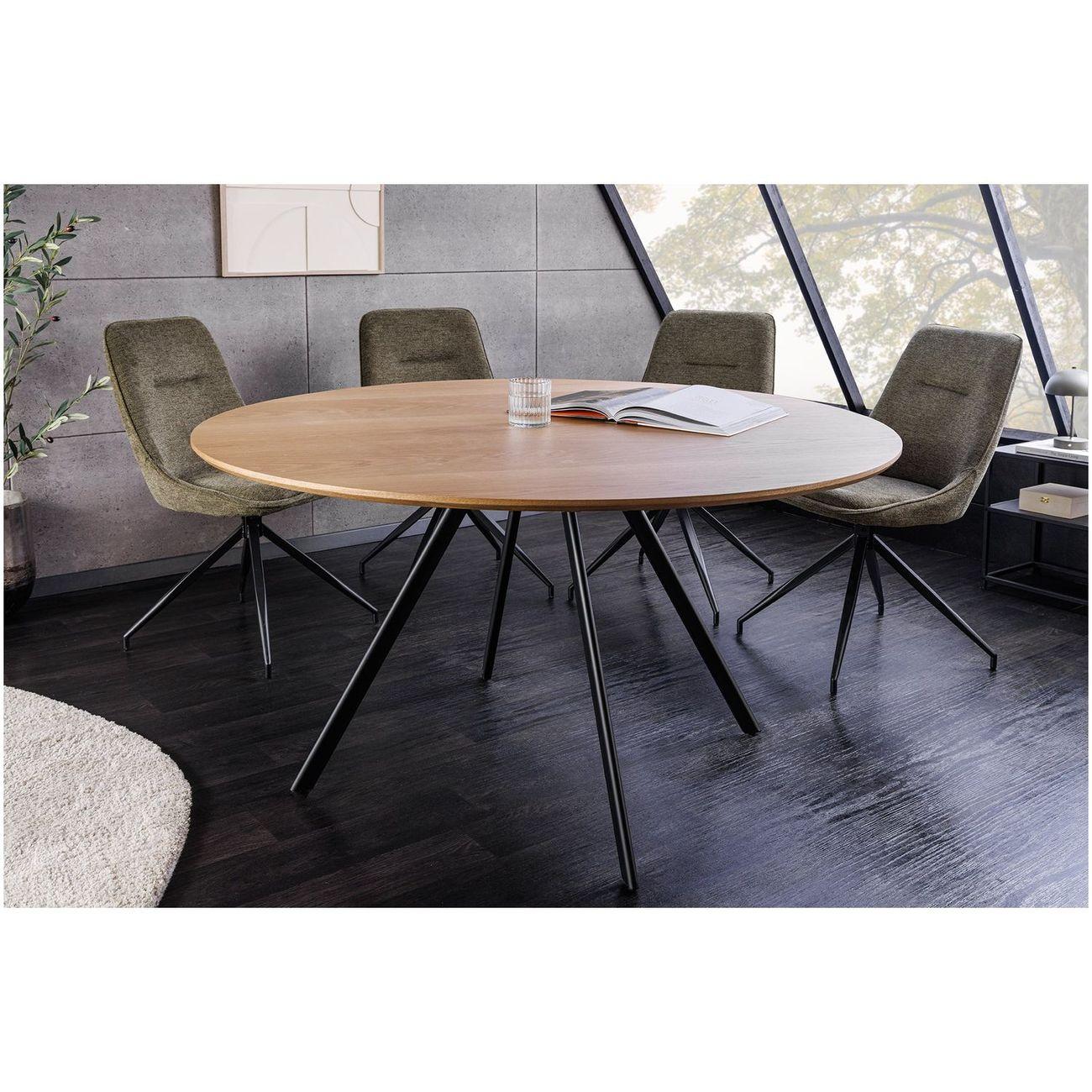 Esstisch Barcelona Studio Eichenoptik natur Metall schwarz 120x120