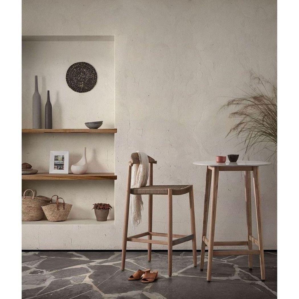 Barhocker aus Holz Nina Akazie Natur Seil beige Sitzhöhe 62cm