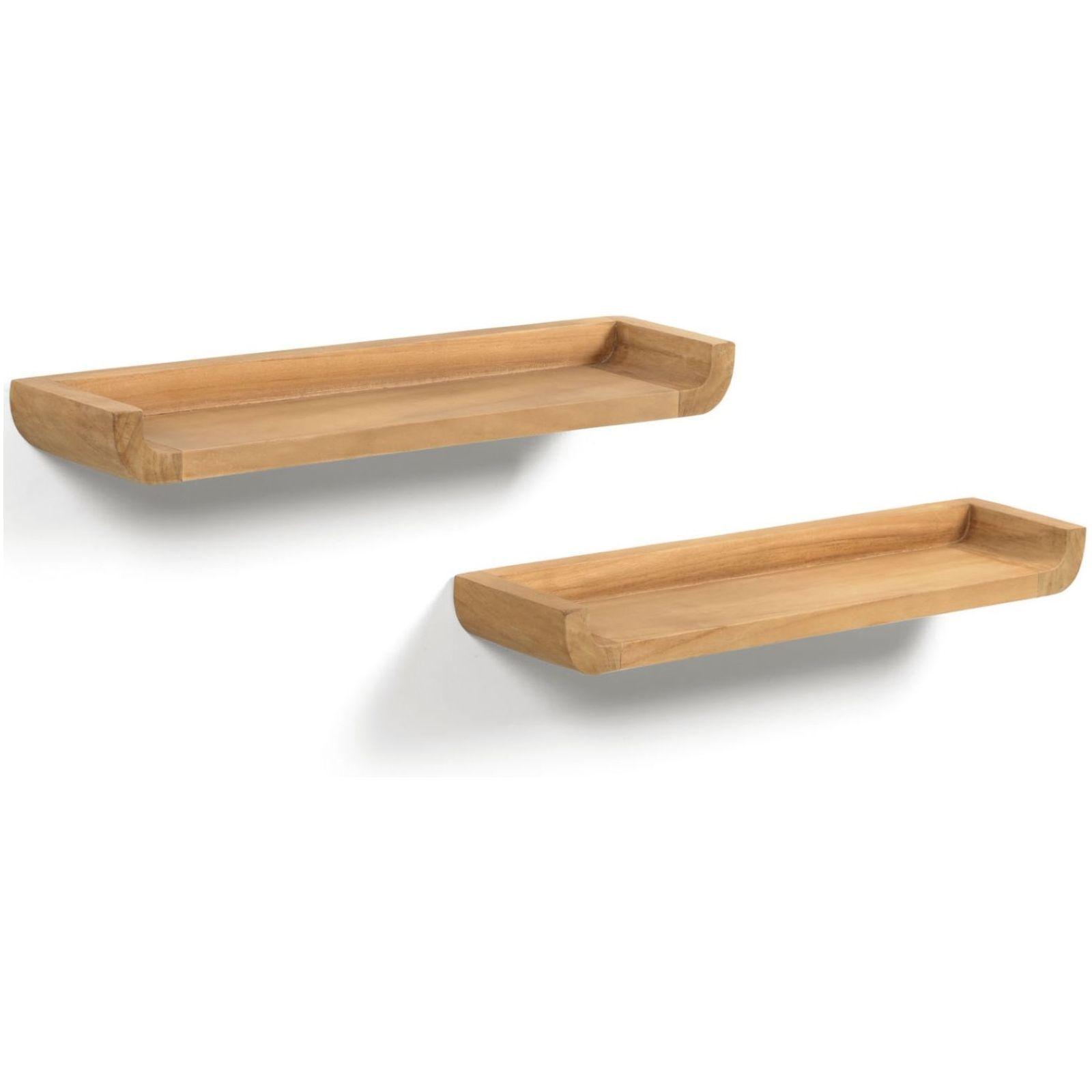 Shamel Set aus 2 Regalen aus massivem Teakholz 50 x 5 cm