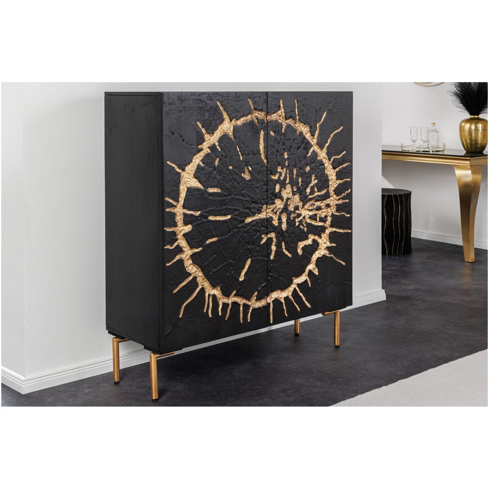 Highboard Hochkommode Sun Explore Mangoholz schwarz gold 100x120