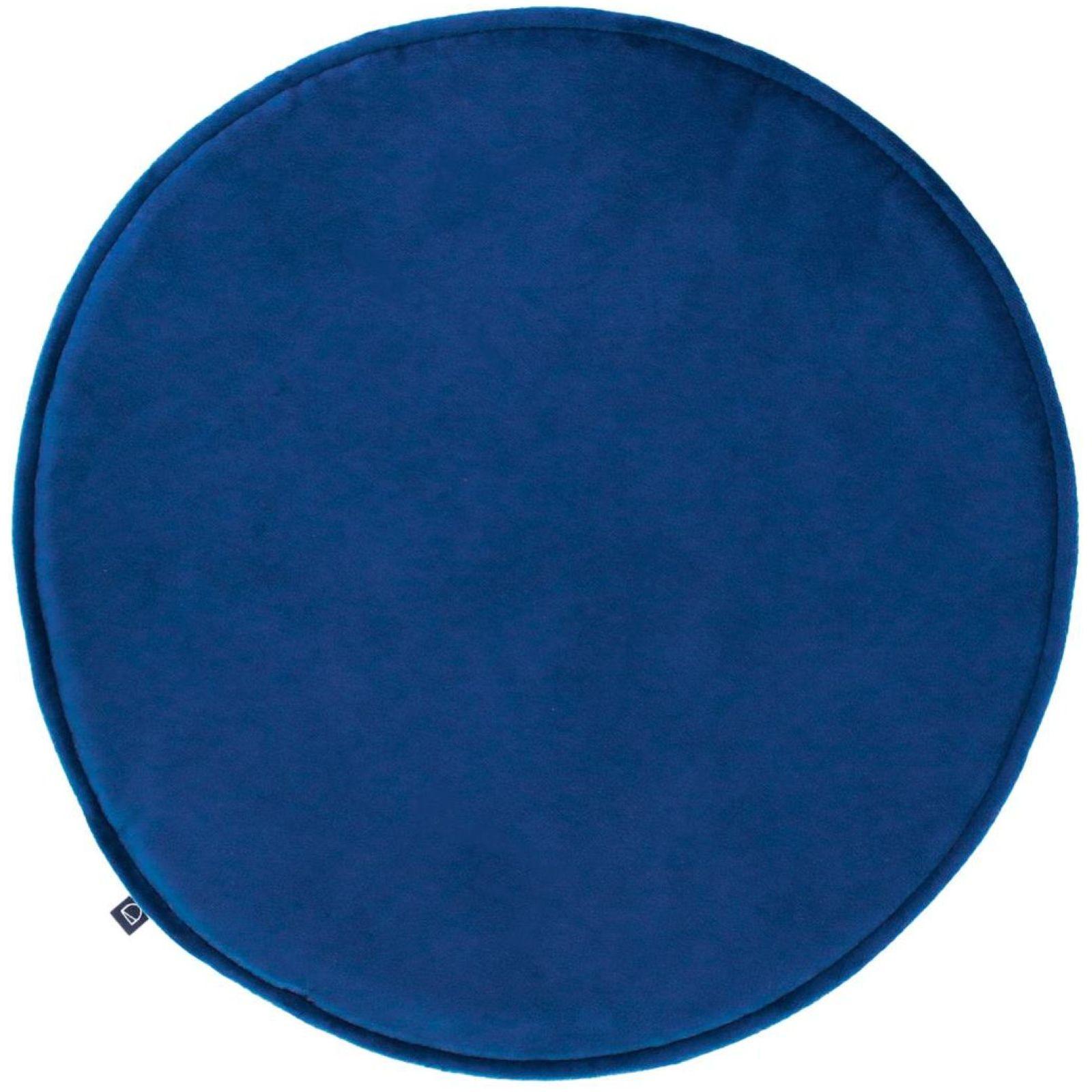 Stuhlkissen Sitzkissen rund Rimca Samt Stoff blau 35x35