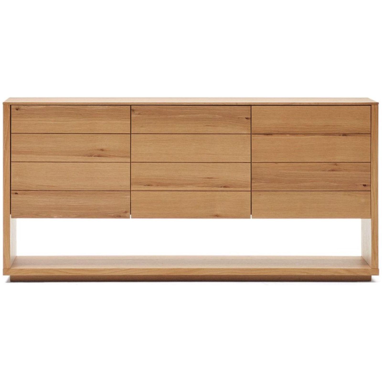 Alguema Sideboard 3 Türen mit Eichenfurnier und natürlichem Finish 151 x 74 cm