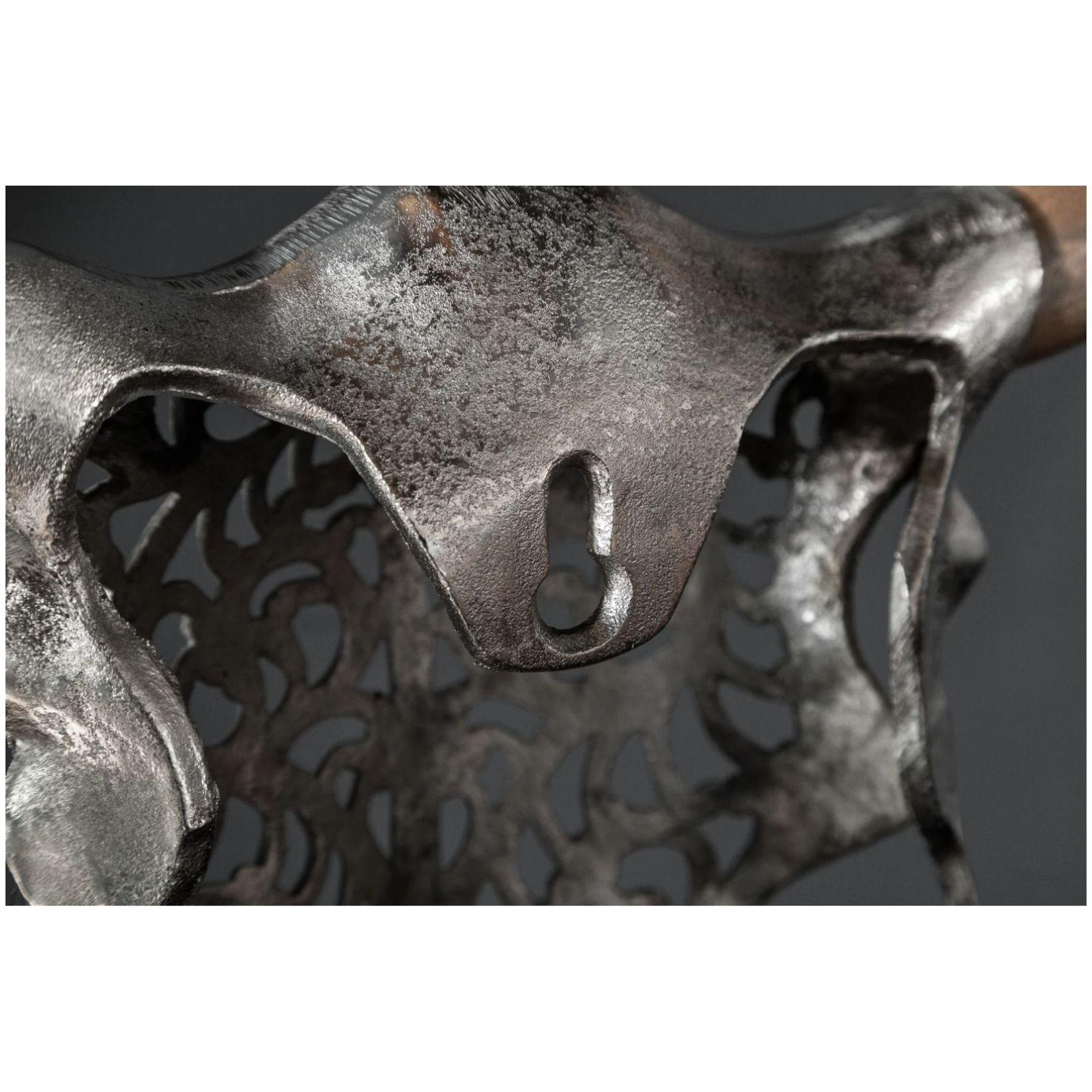 Wanddekoration Exotic Skull 57cm Metall silber Mangoholz
