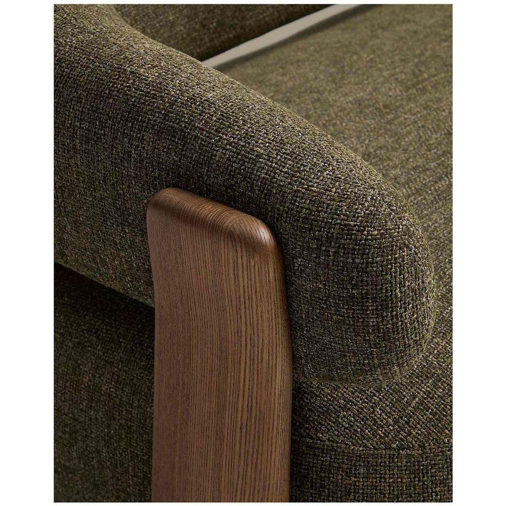 2-Sitzer Sofa Granite mit grüner Chenille und Beinen aus massivem Eschenholz mit Nussbaumfinish 155 FSC 100 %