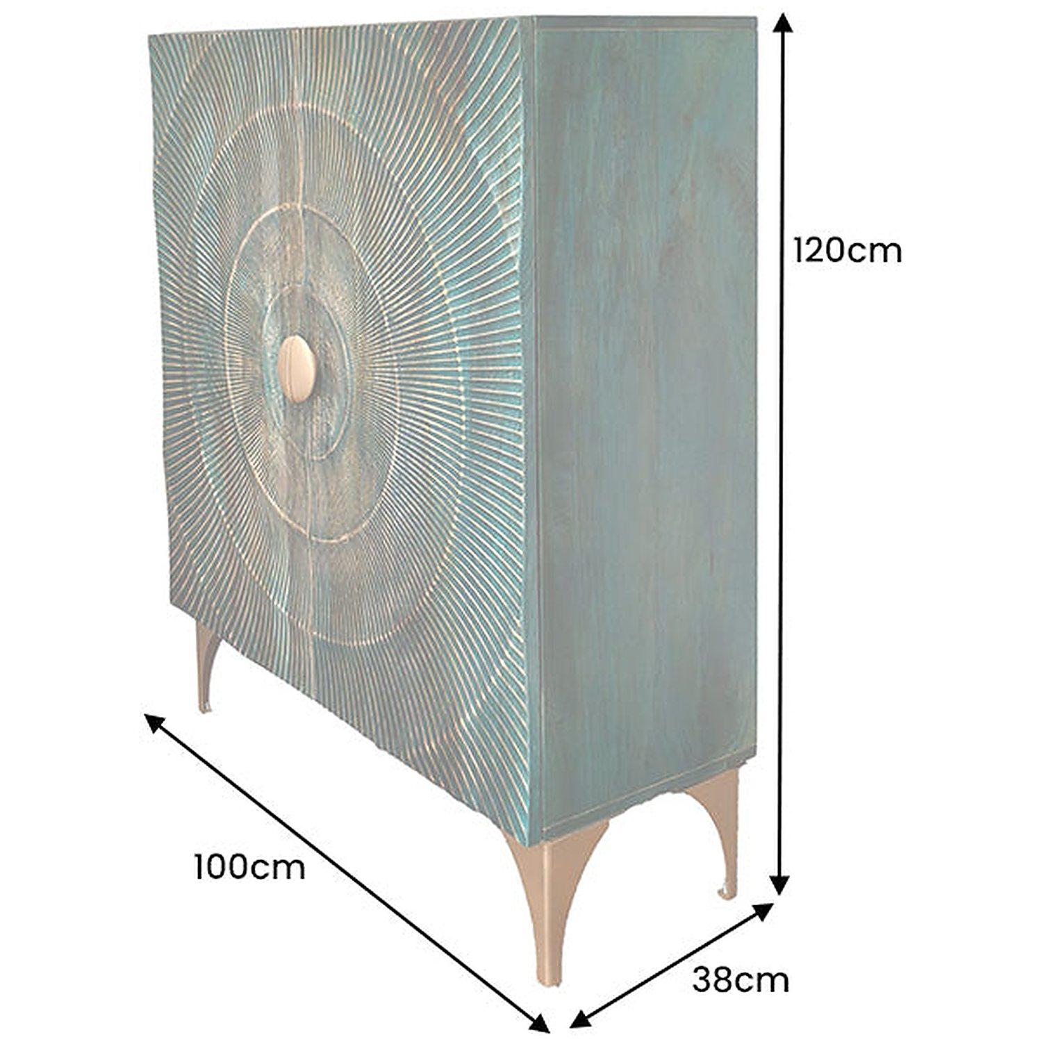 Hochkommode Himalaya Mangoholz türkis 100x120