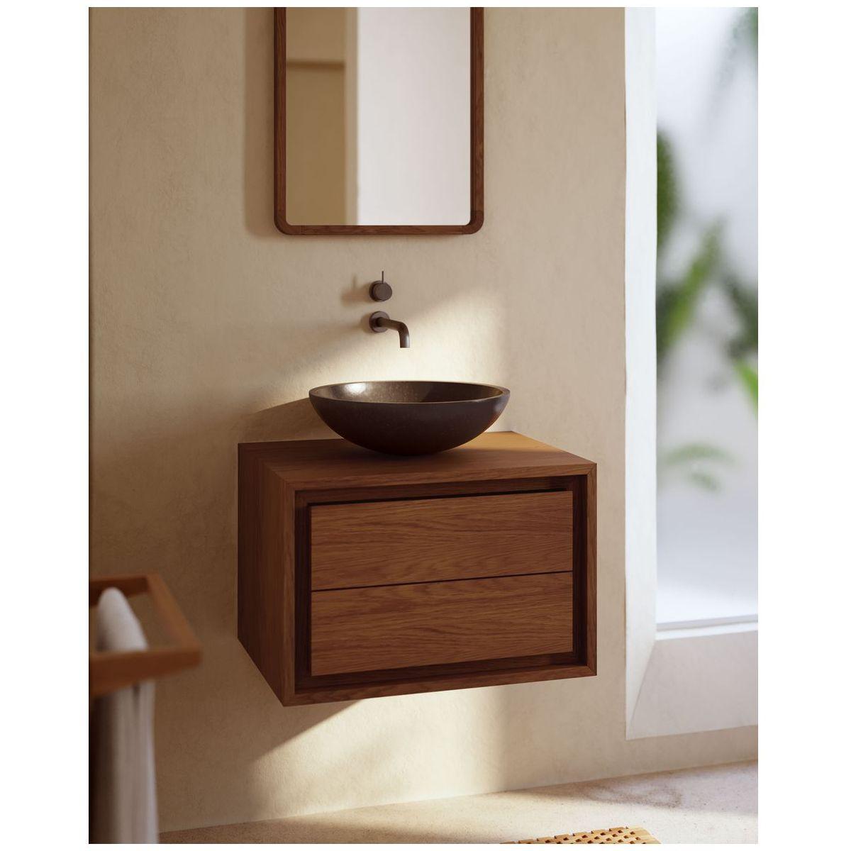 Badezimmermöbel Kenta aus massivem Teakholz mit Nussbaum Finish 60x45