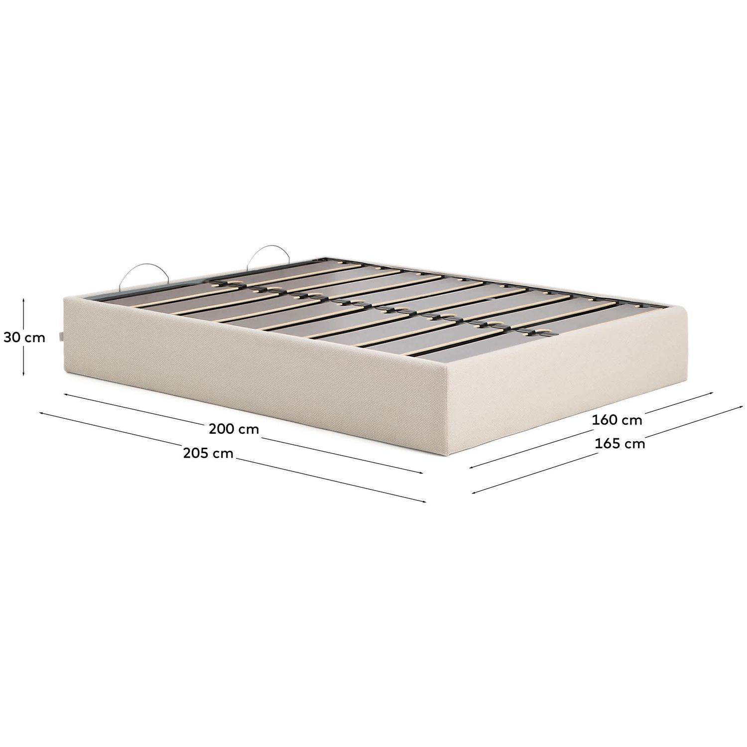 Abziehbares aufklappbares Bett mit Stauraum Nelzi Stoff ecru - Grösse: 160x200