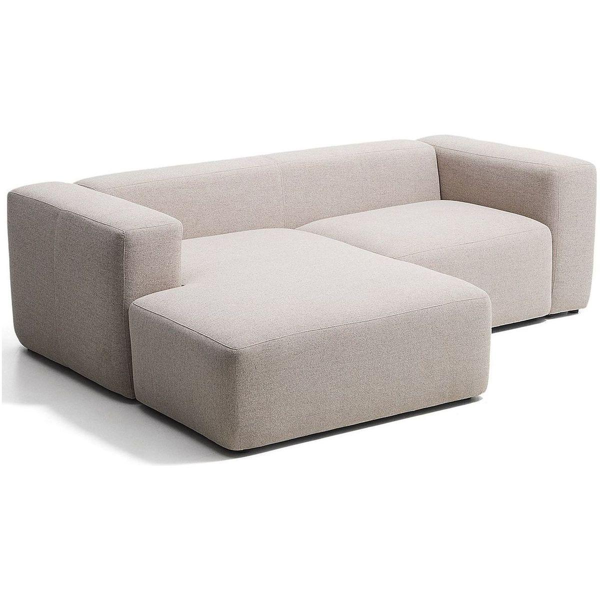 2-Sitzer-Sofa Blok mit Chaiselongue links in beiger Chenille 240 cm FSC Mix Credit