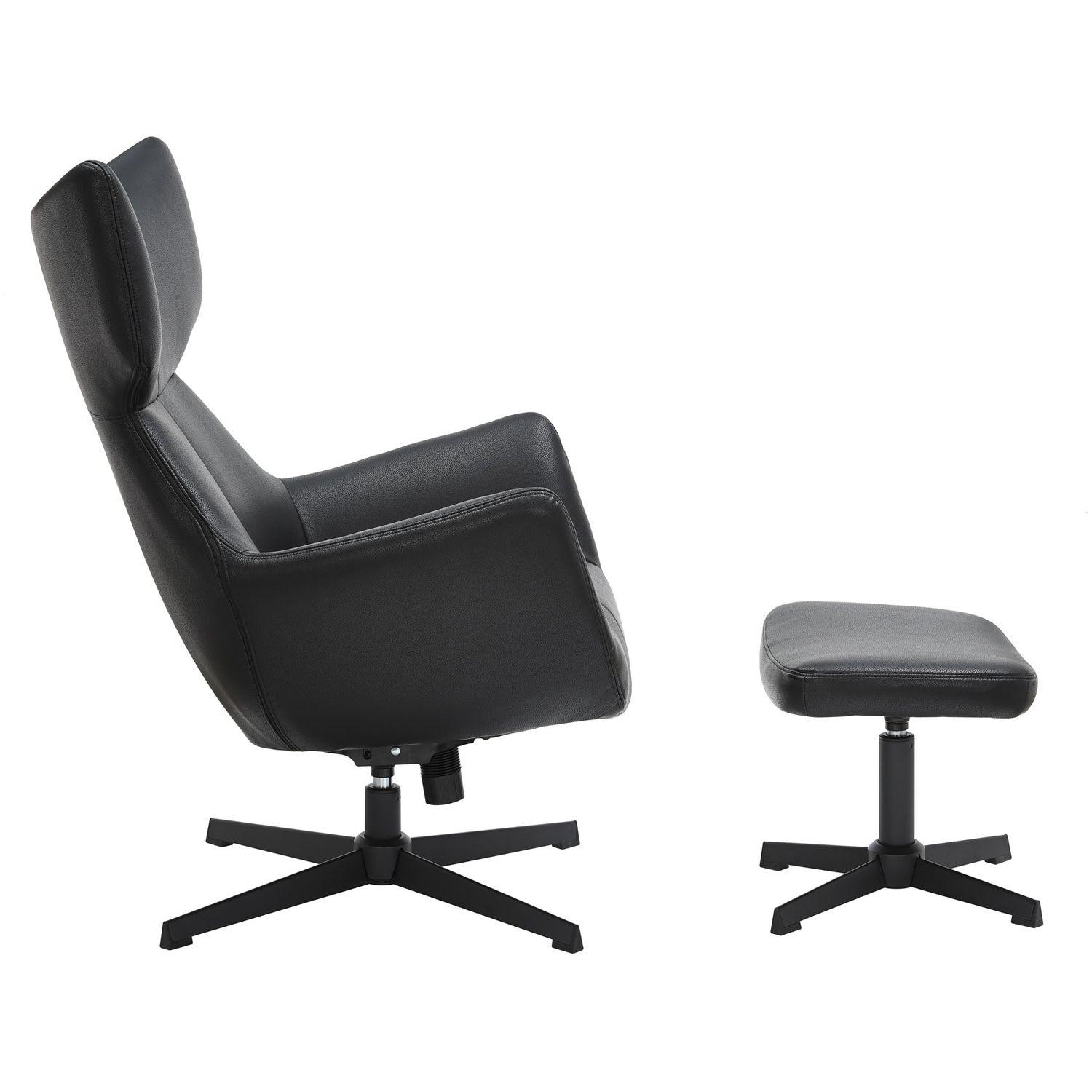 Relaxsessel drehbar Vana Kunstleder Metall schwarz