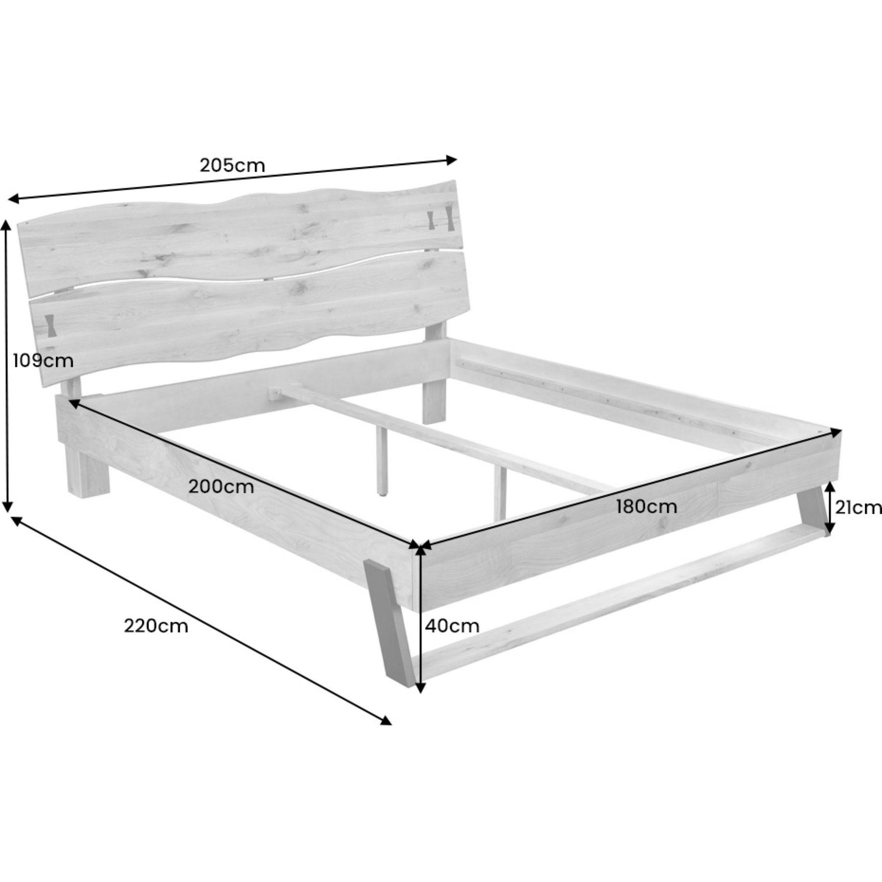 Holzbett Eiche Baumkante natur 180x200