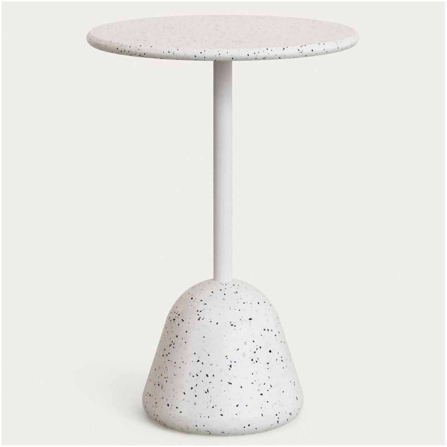 Bartisch Saura mit weissem Terrazzo-Fuss und weisser Terrazzo-Platte 70x70x99