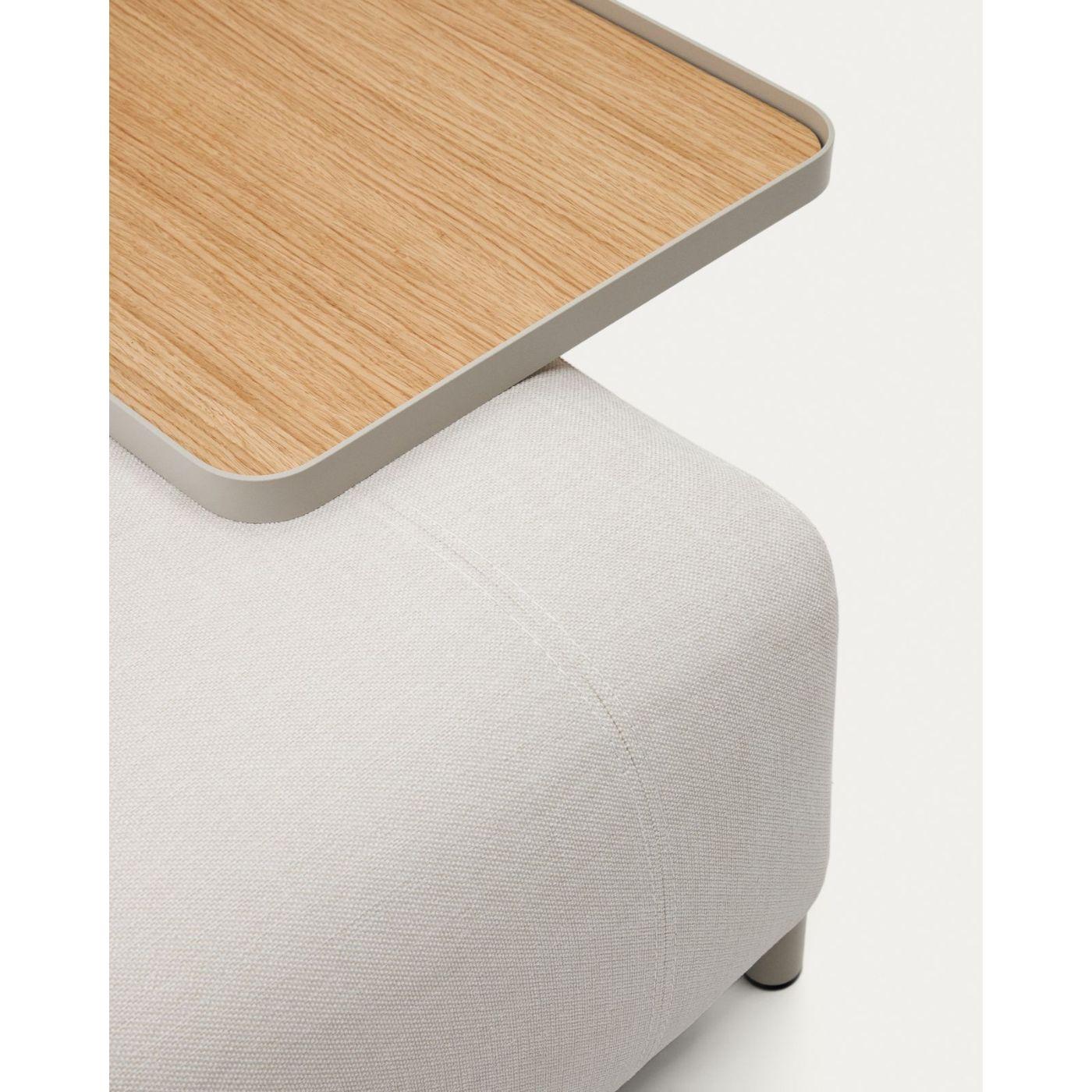 Compo großes Tablett in Eichenfurnier mit natürlichem Finish und Metallgestell beige.