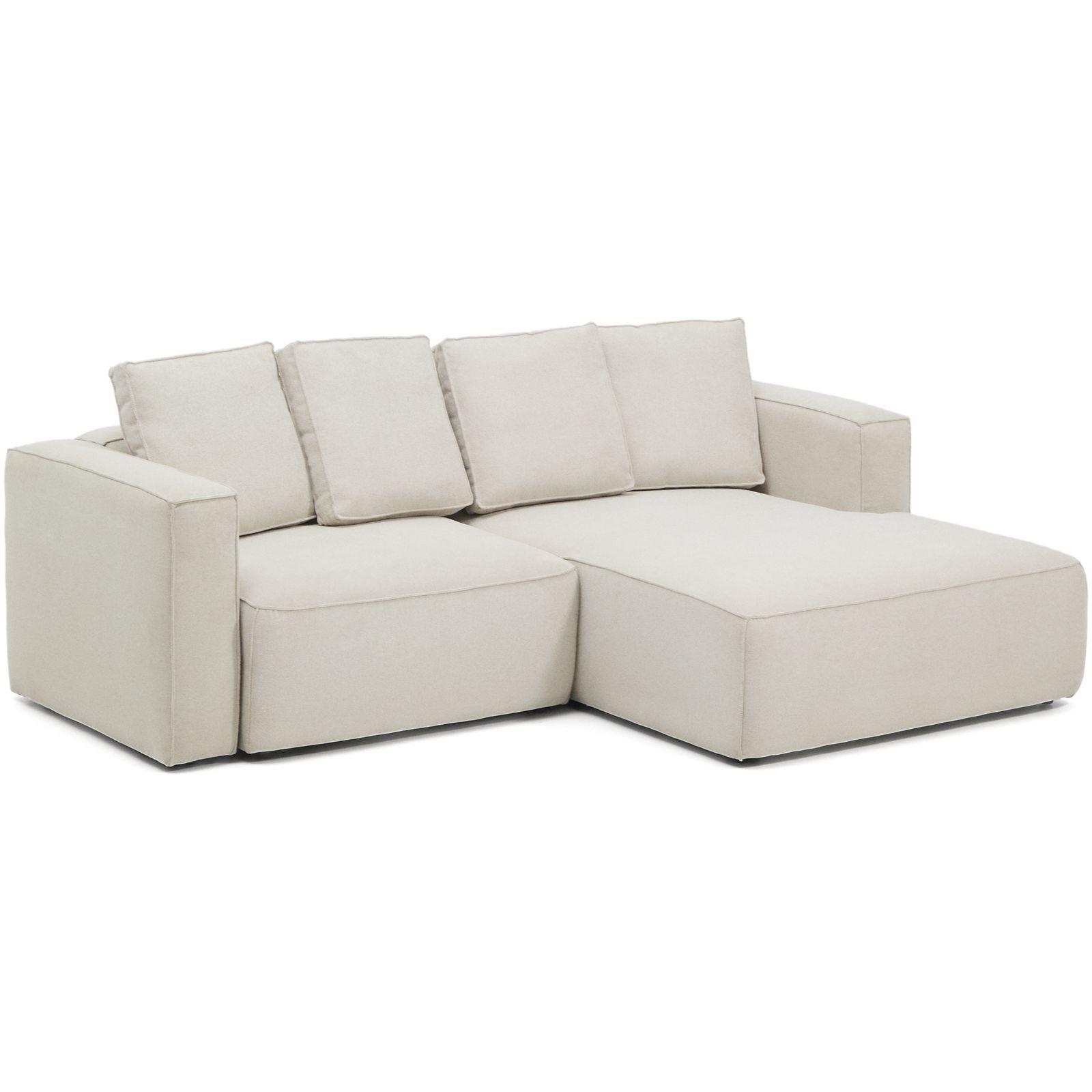 3-Sitzer Ecksofa Bettsofa Marela mit Chaiselongue rechts in beiger Chenille 236 cm FSC Mix Credit