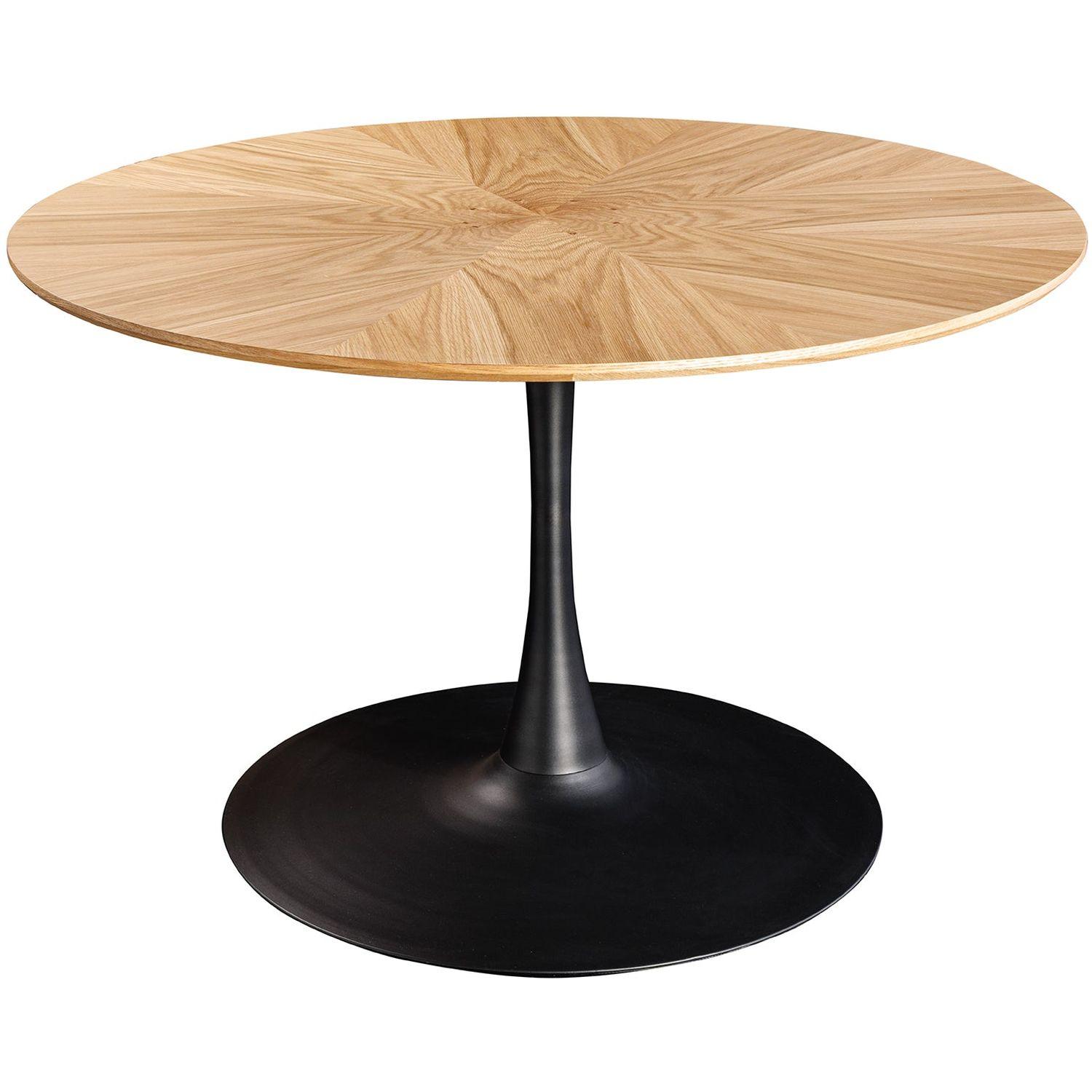 Esstisch Barcelona Studio Eichenholzfurnier natur Säulenfuss Metall schwarz 120x120