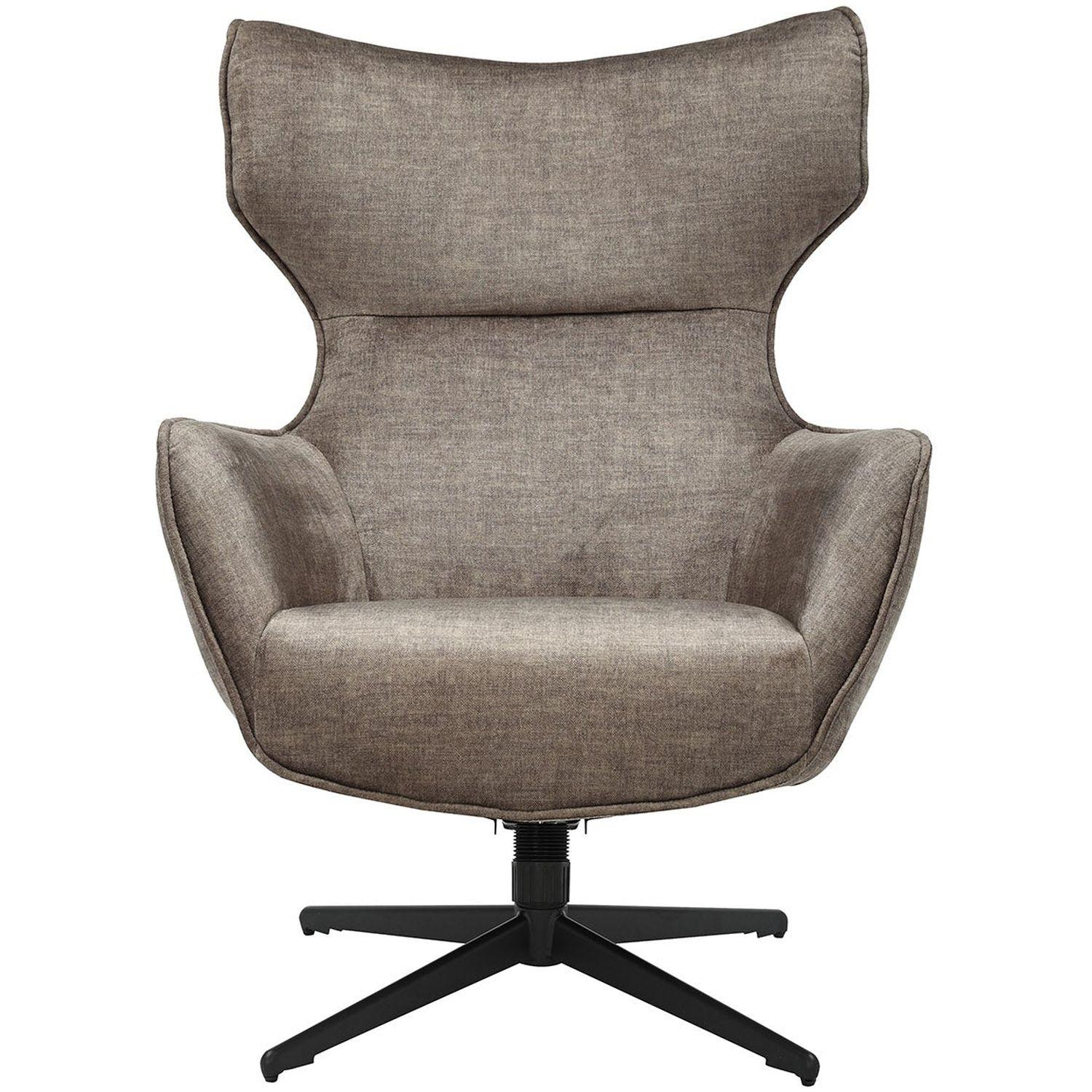 Relaxsessel drehbar Vana Samt Stoff taupe Metall schwarz
