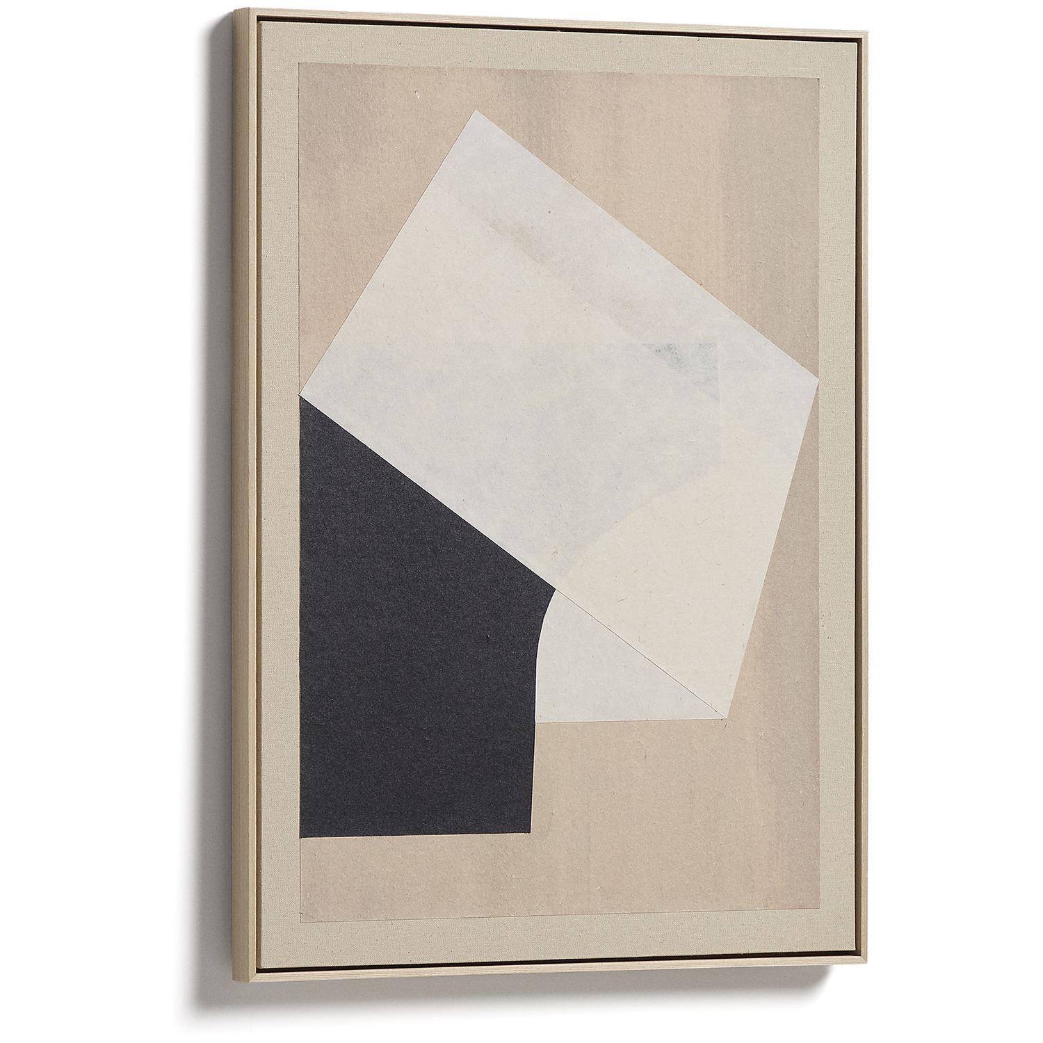 Abstraktes Bild Varo IÏI Papier Leinen in Beigetönen 50x70