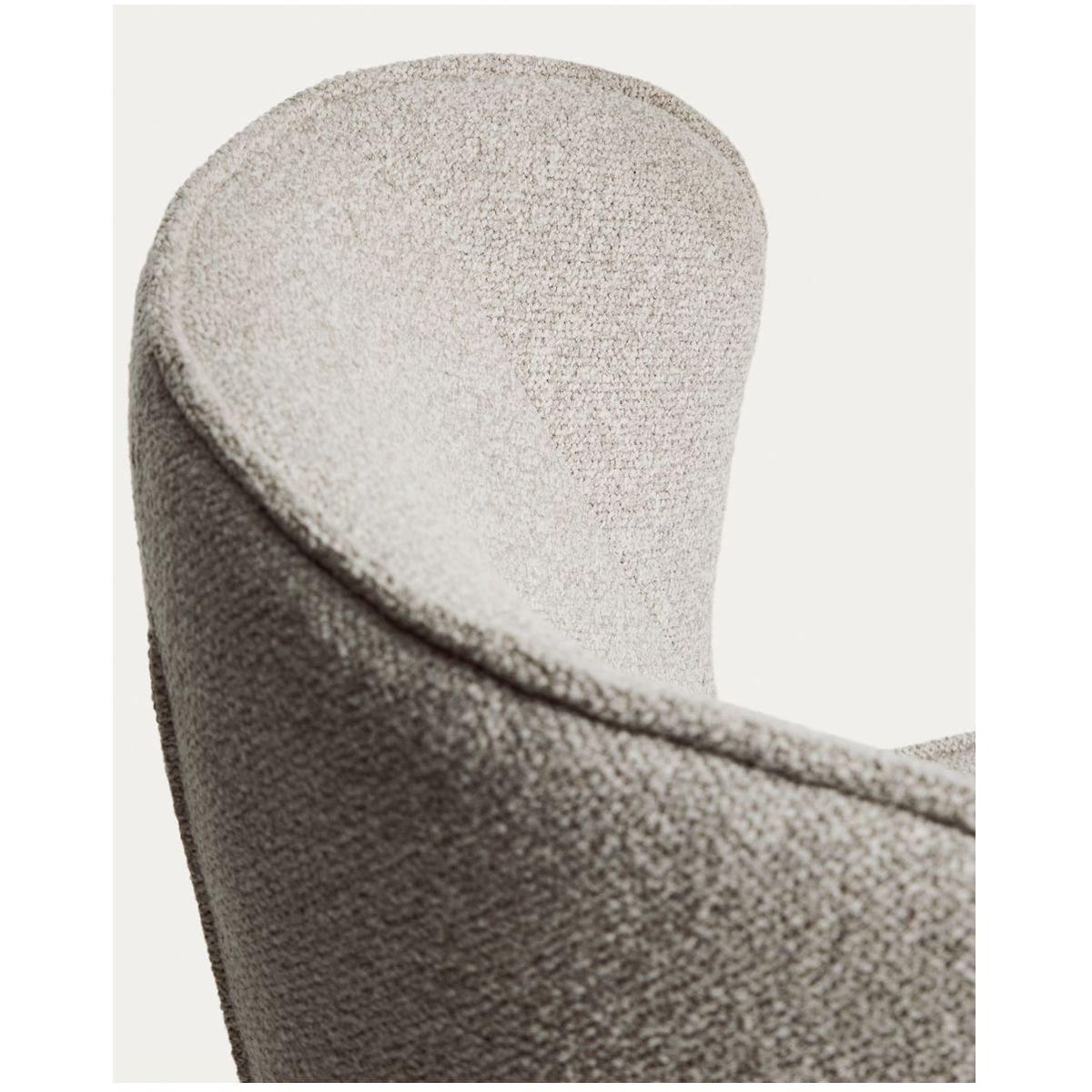 Drehsessel Sorile mit beiger Chenille und schwarz lackiertem Stahl FSC 100%