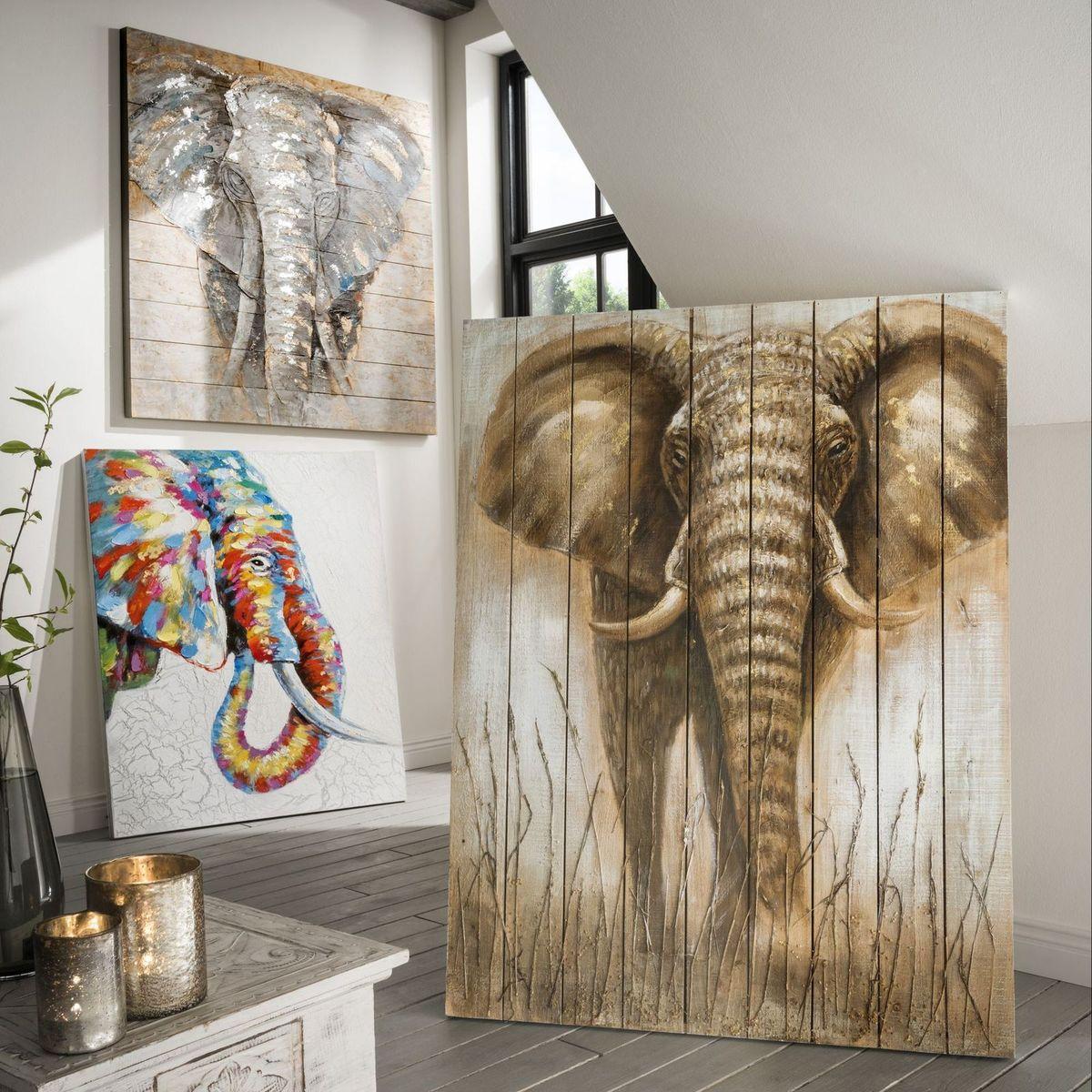 Ölbild Elefant bunt 80x100 (handgemalt)