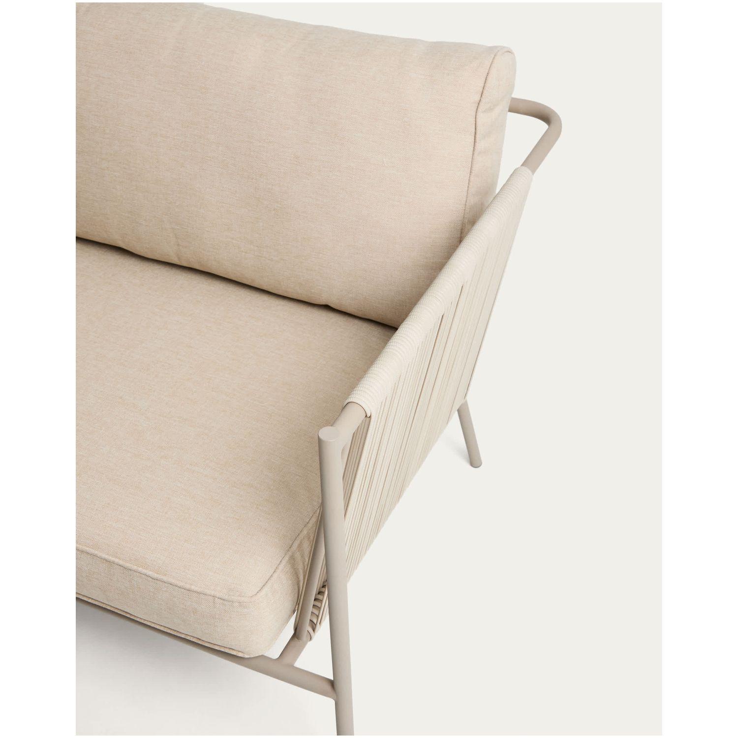 Gartensofa 2-Sitzer-Outdoor Zivia Seil ecru verzinkter Stahl taupe 178