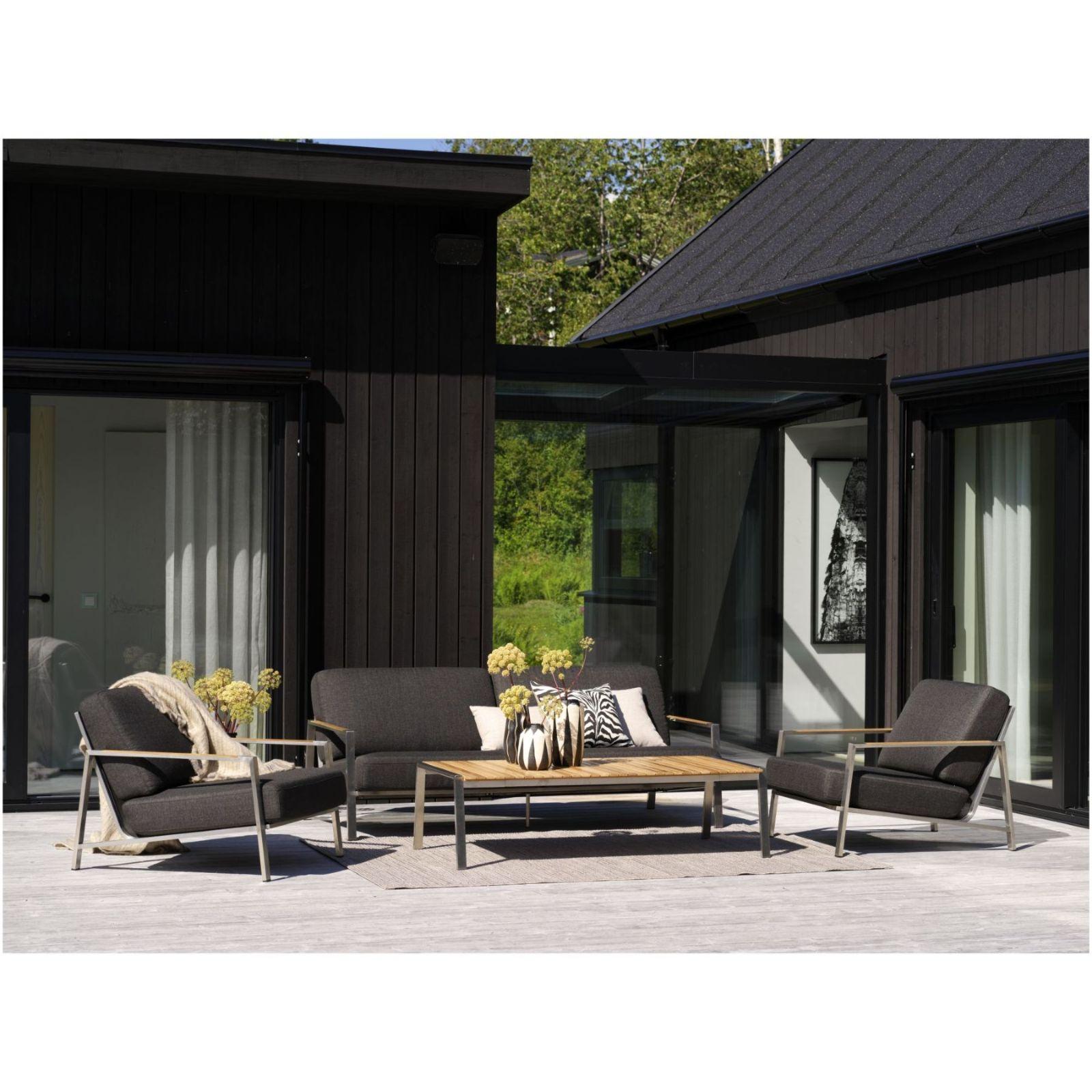 Gartensessel Bellevue Edelstahl Teak Kissen anthrazit